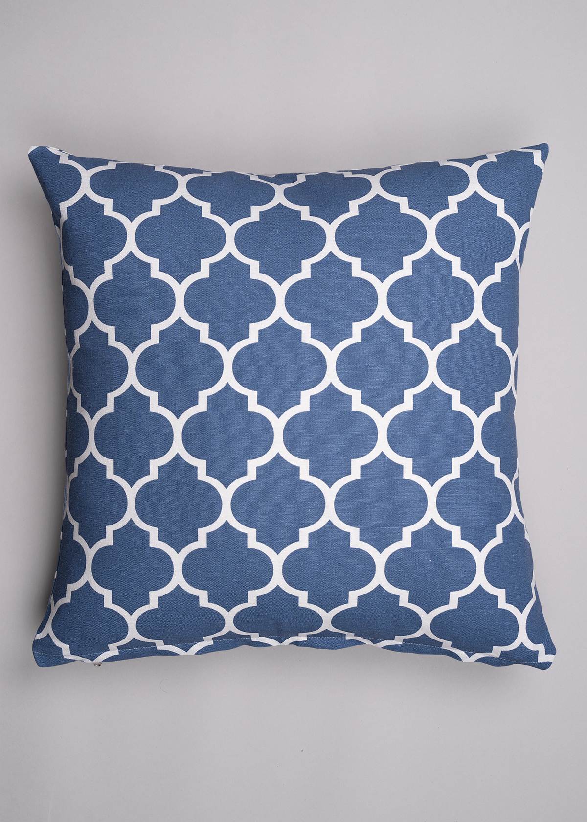 Reverse Trellis 100% cotton geometric cushion cover for sofa - Royal Blue