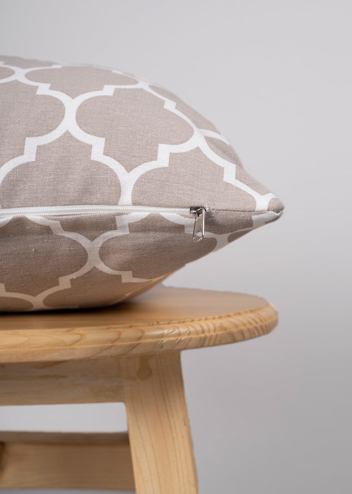 Reverse trellis 100% cotton customisable geometric cushion cover for sofa - Walnut grey