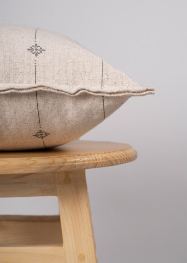 Tulsi Linen minimal print cushion cover for sofa - Beige