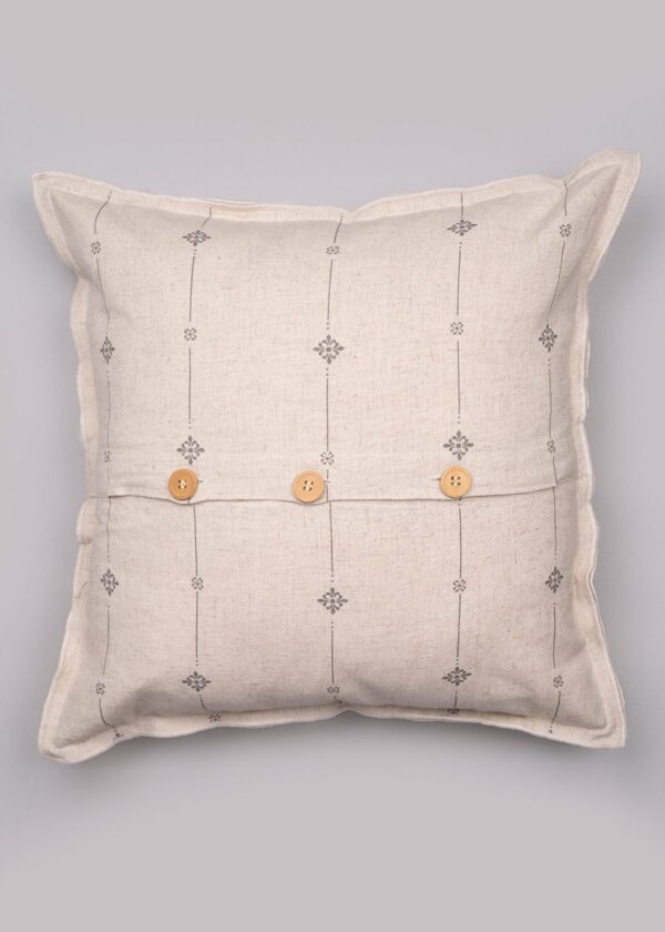 Tulsi Linen minimal print cushion cover for sofa - Beige