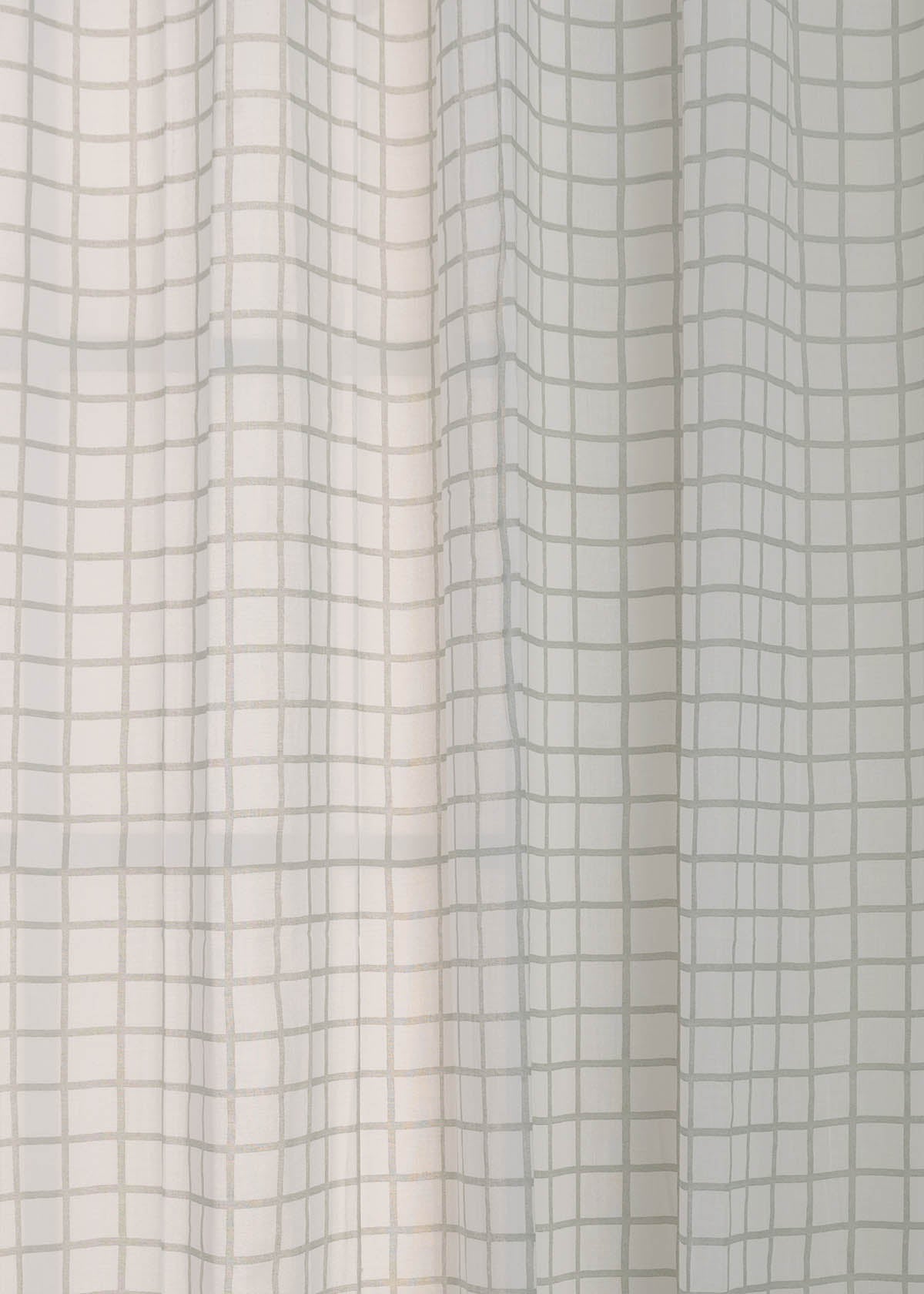 Uneven Checks printed sheer Fabric - Grey