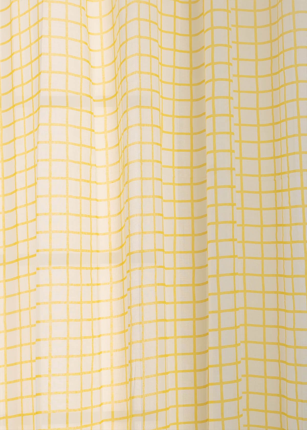 Uneven Checks printed sheer Fabric - Yellow