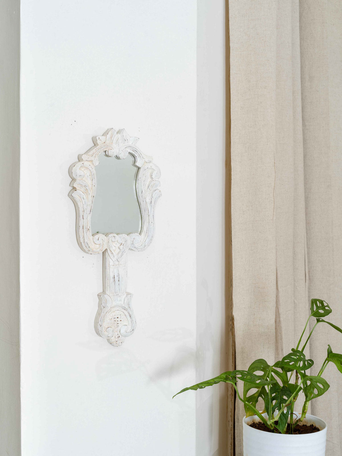 Vanity Styled Hand Carved Mirror - Medium