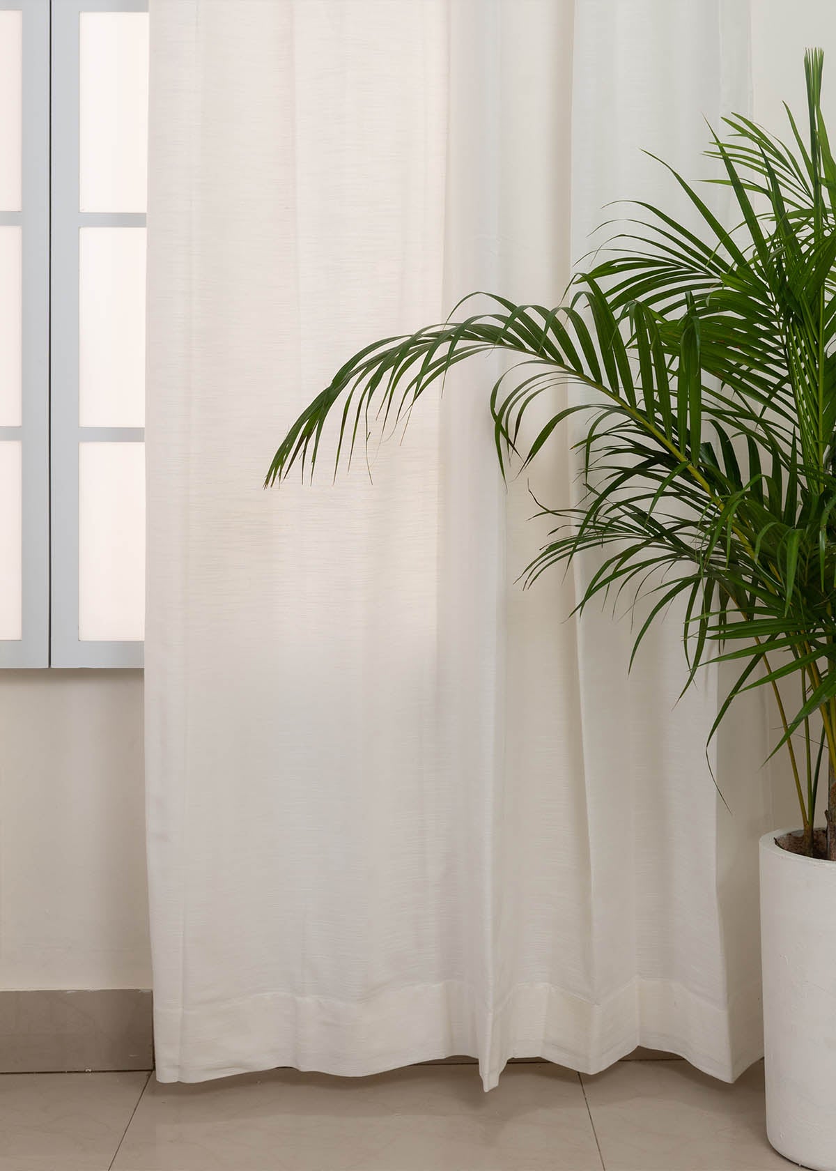 Solid Cotton Curtain - White - Single