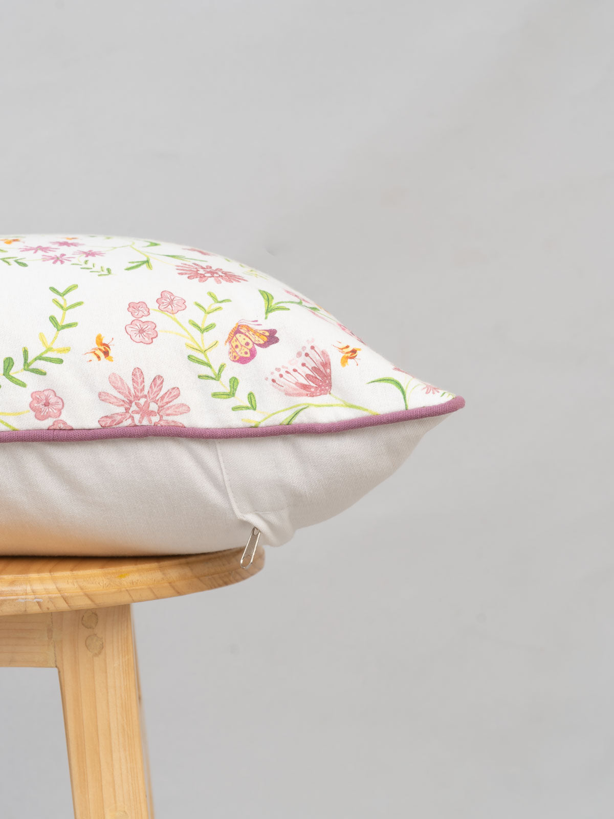 Whimsical Garden 100% cotton floral cushion cover for sofa - Multicolor