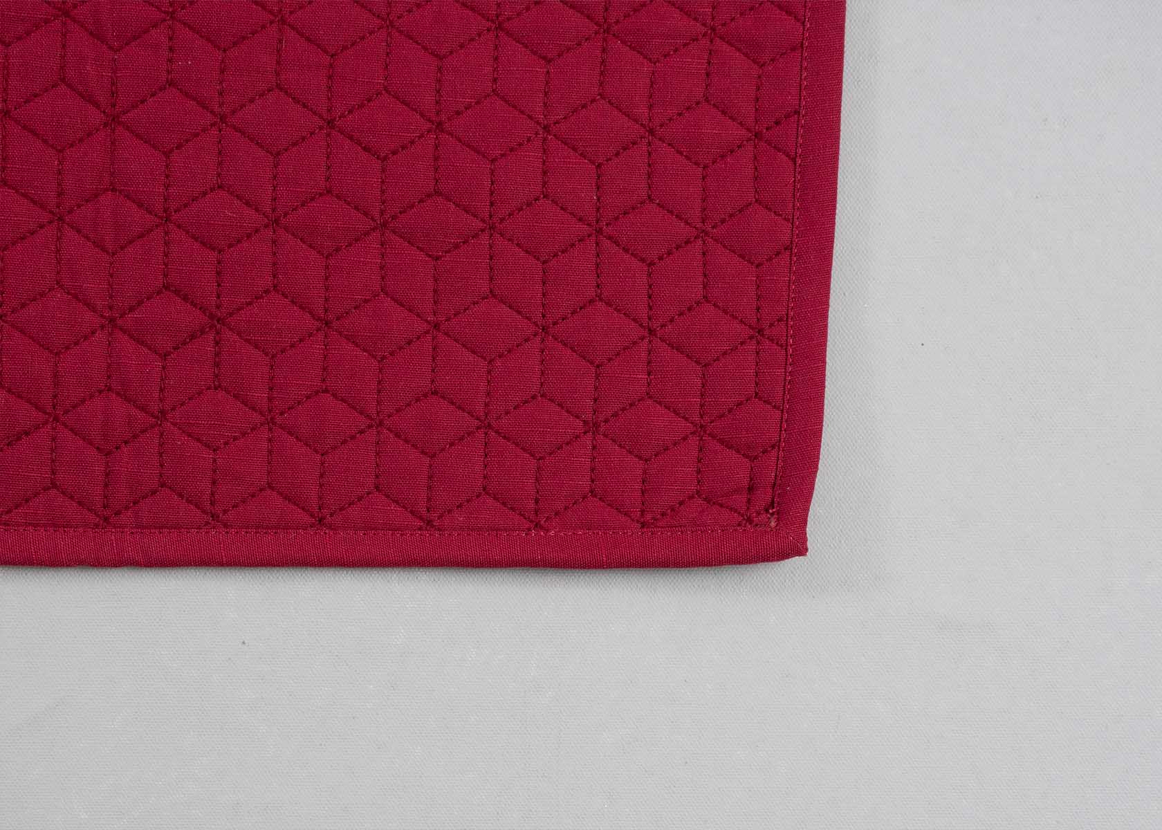 Quilted Solid Cotton Placemats - Wine Red