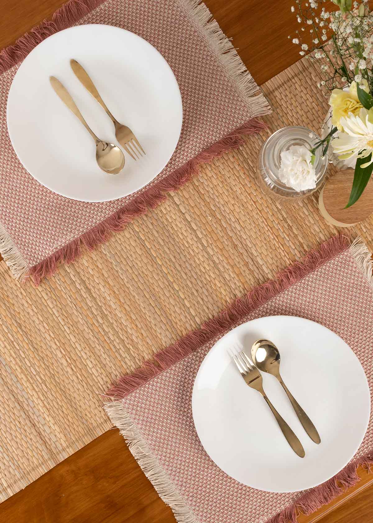 Solid Woven Cotton Place Mats - Rust