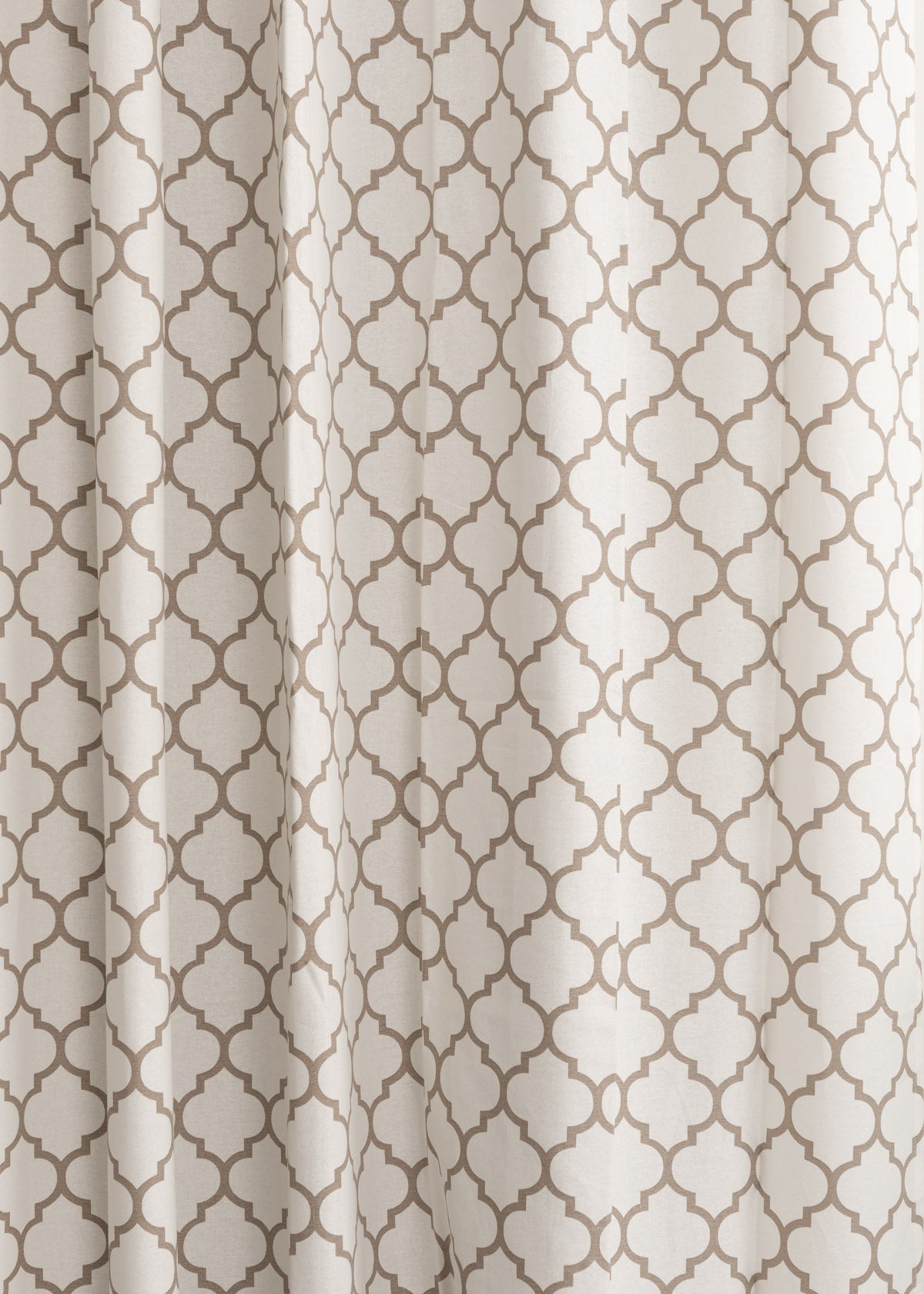 Trellis Printed Walnut Grey 100% cotton geometric curtain for bed room - Light Reduction - Single Piece