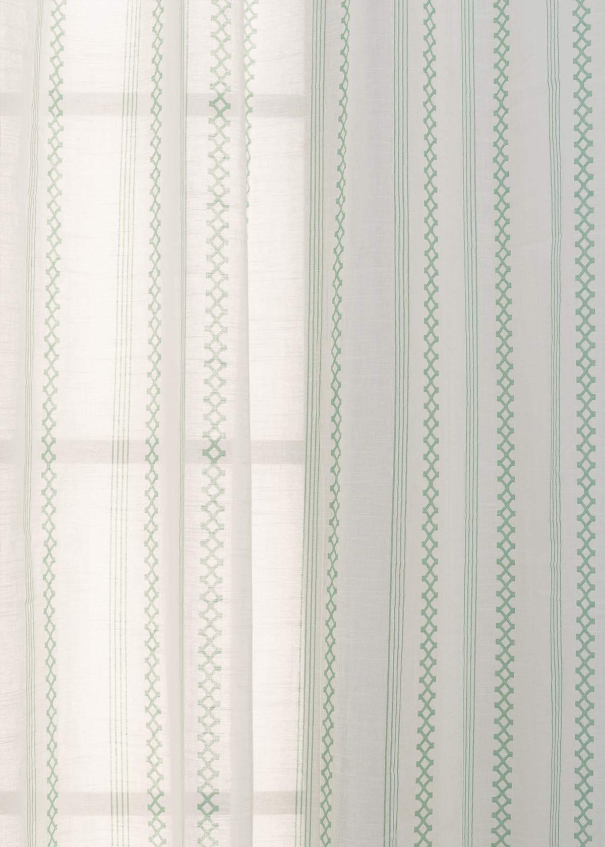 Picket Fence 100% Cotton Sheer Geometric curtain for Living room & bedroom - Light filtering - Sage Green - Pack of 1