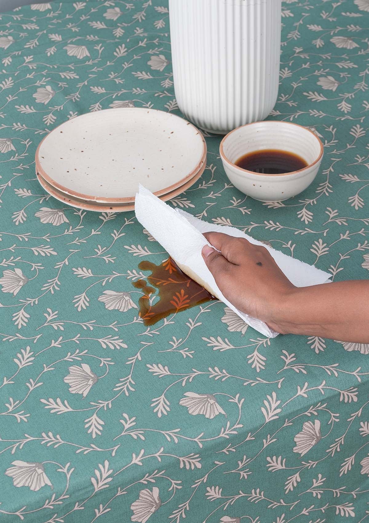 What are spill safe and water-resistant table cloths?