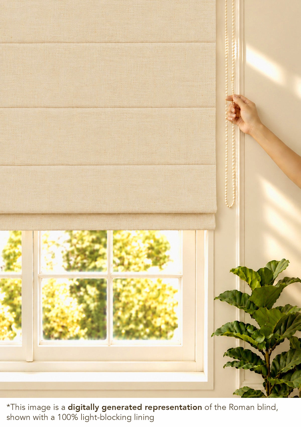 Almond Plain Beige Neutral Linen Cotton Blend Sheer Textured Blind For Livingroom / Bedroom | Light Filtering