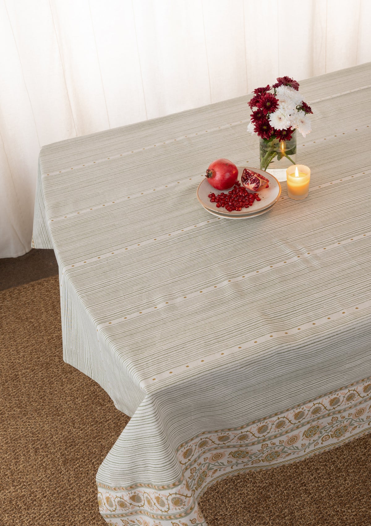 Anora Yellow 100% Cotton Printed Table Cloth