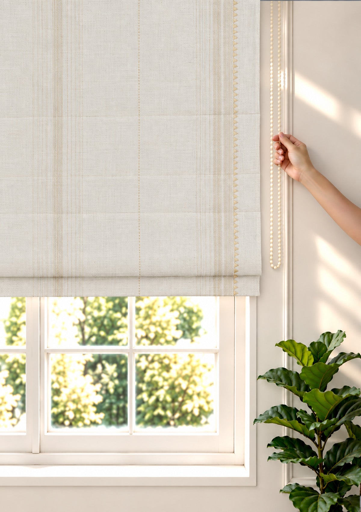 Daaram Gold & Beige Neutral Cotton Zari Blend Textured Blind For Livingroom / Bedroom | Light Reduction