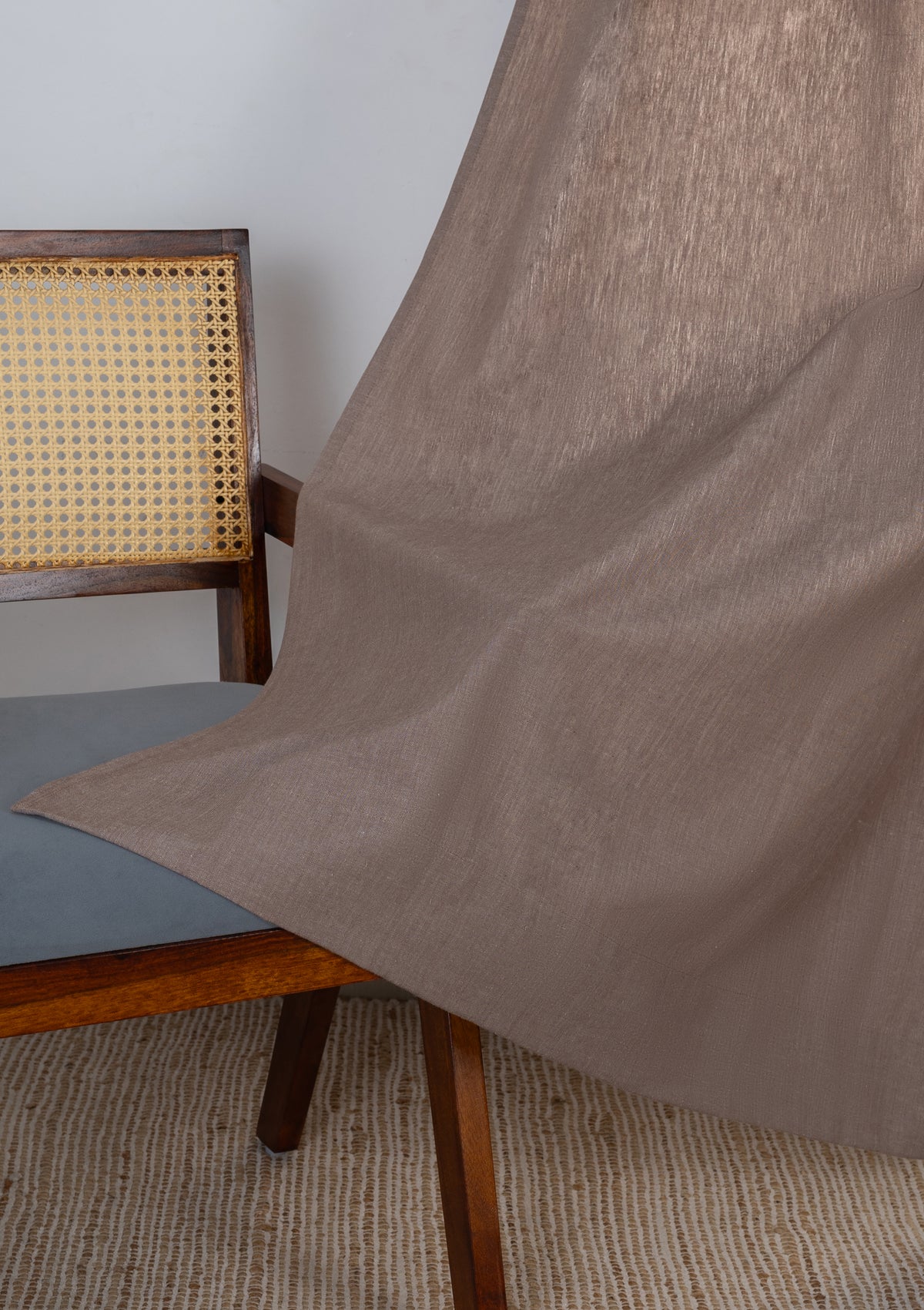 Fig Brown Solid Linen Cotton Blend Textured Curtain For Livingroom / Bedroom | Room Darkening | Single Piece