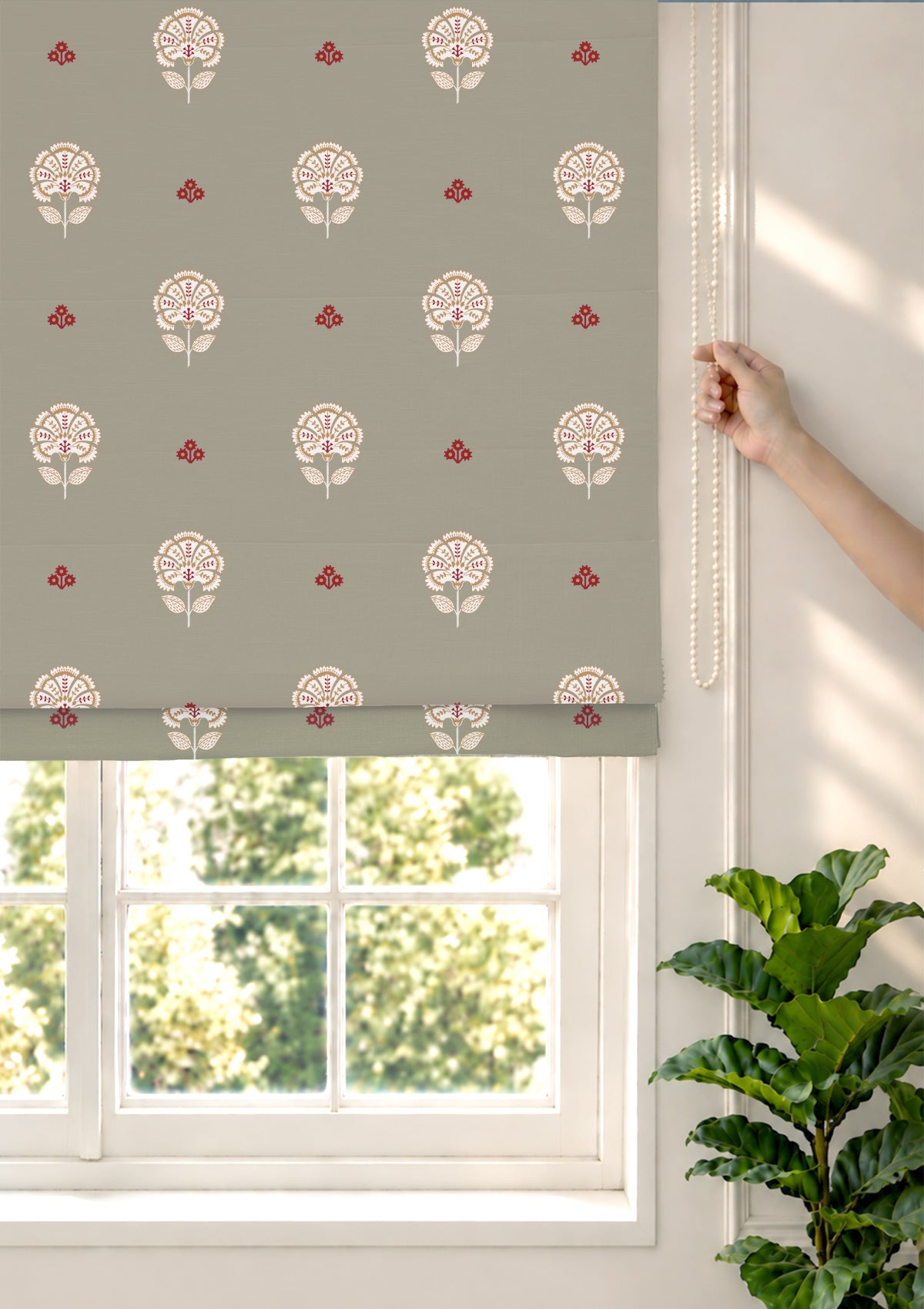 Gulnar Green Ethnic 100% Cotton Printed Blind For Livingroom / Bedroom | Room Darkening