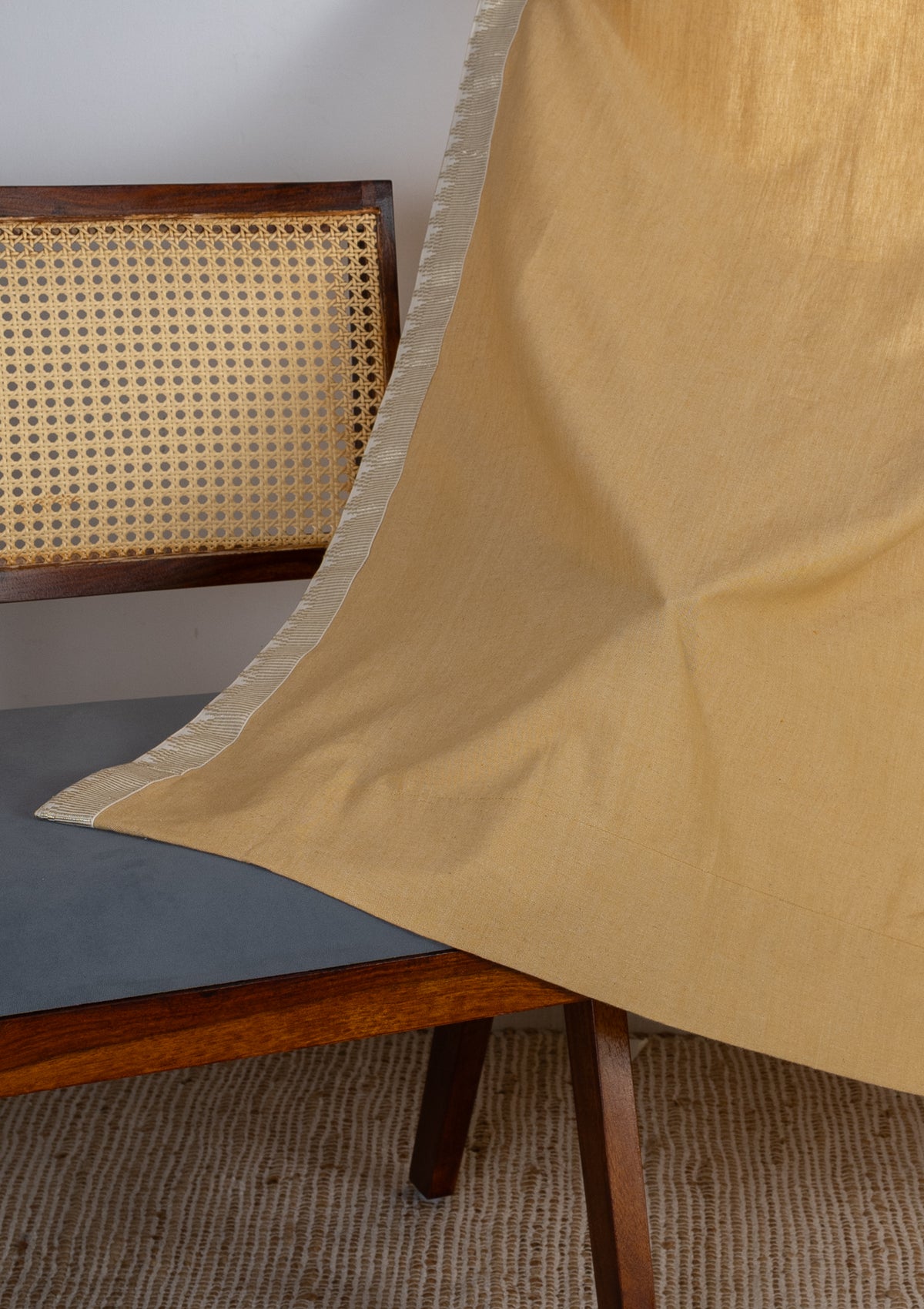 Kinari Honey Yellow & Gold Ethnic Linen Cotton Blend Textured Curtain For Livingroom / Bedroom | Room Darkening | Single Piece