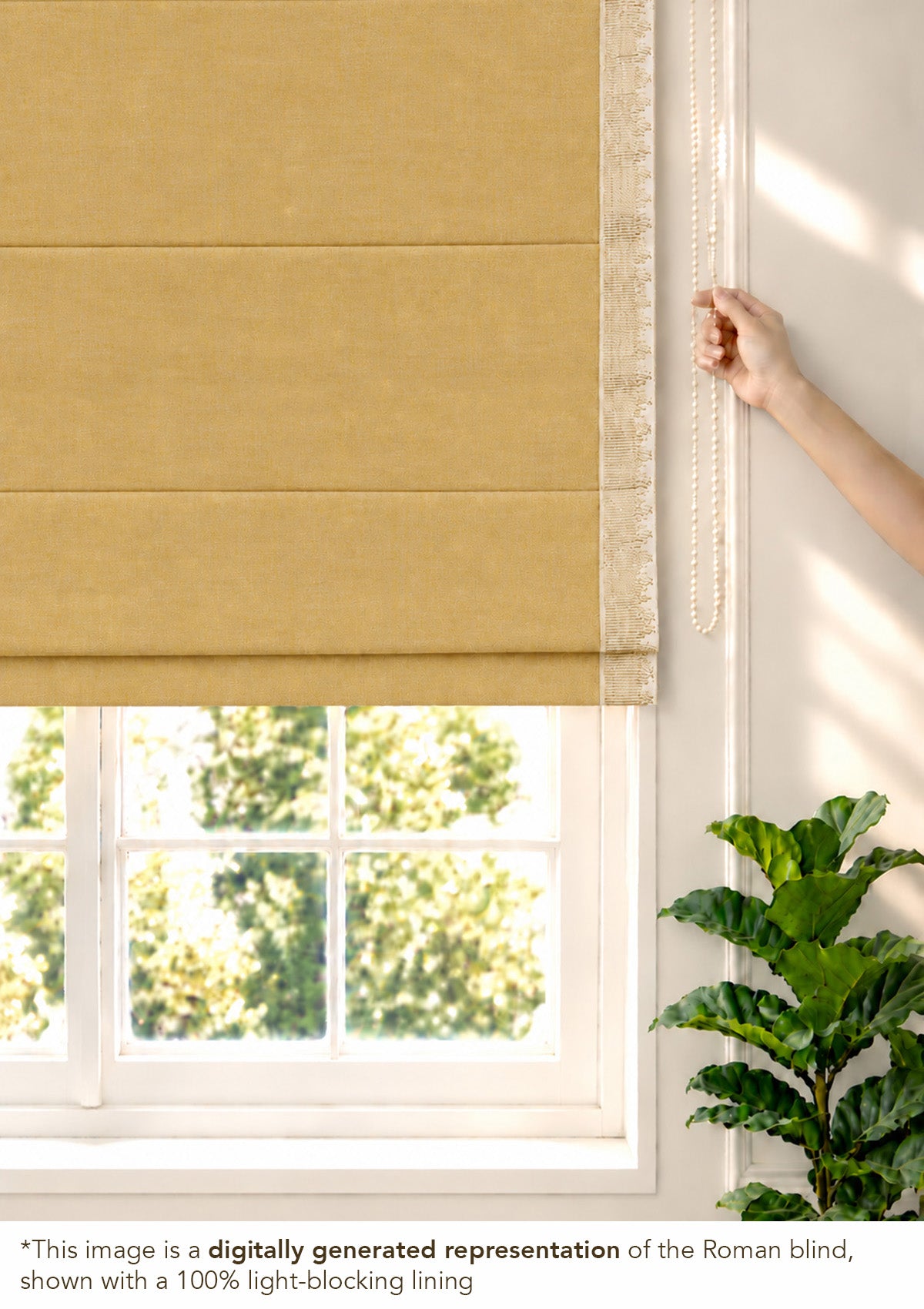 Kinari Honey Yellow & Gold Ethnic Linen Cotton Blend Textured Blind For Livingroom / Bedroom | Room Darkening
