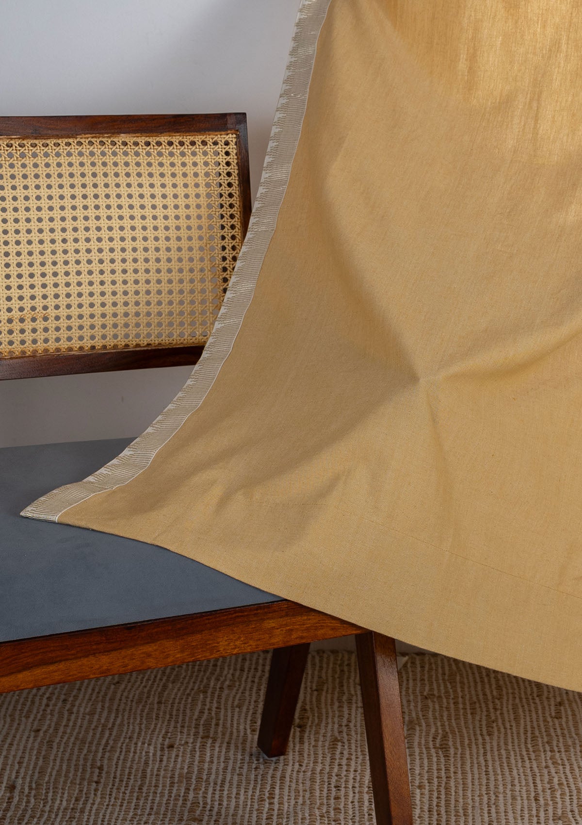 Kinari Honey Yellow & Gold Ethnic Linen Cotton Blend Textured Curtain For Livingroom / Bedroom | Room Darkening | Single Piece