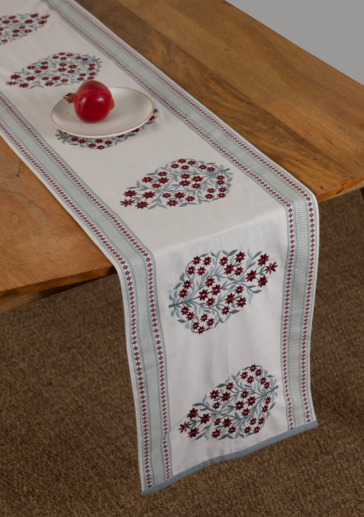 Roop Red 100% Cotton Printed Table Runner