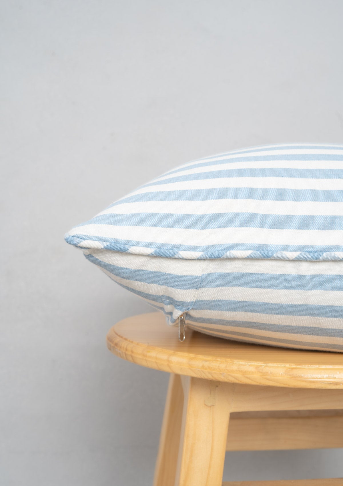 Powder Blue Stripe Woven Cushion Cover - Powder Blue