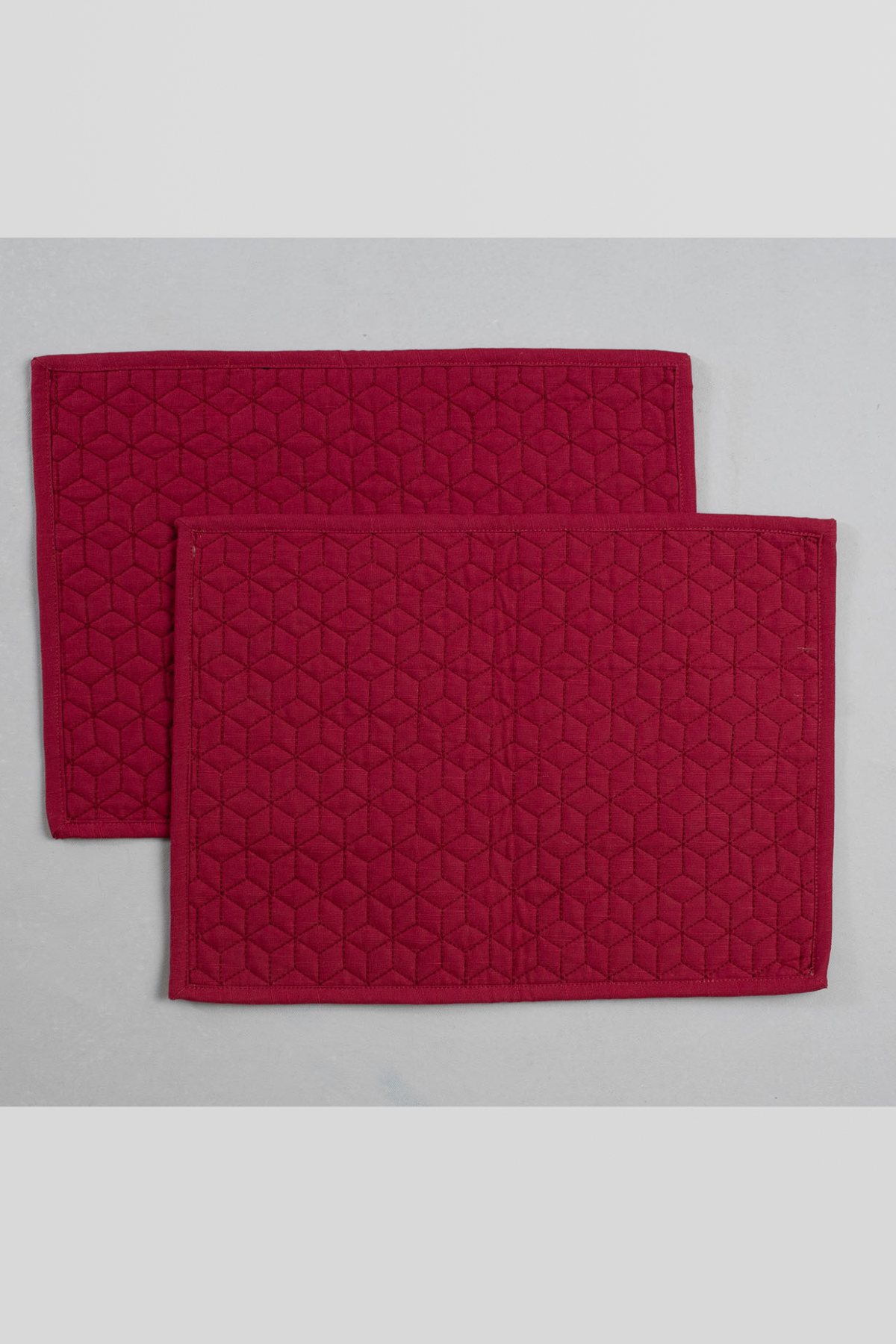 Quilted Solid Cotton Placemats - Wine Red