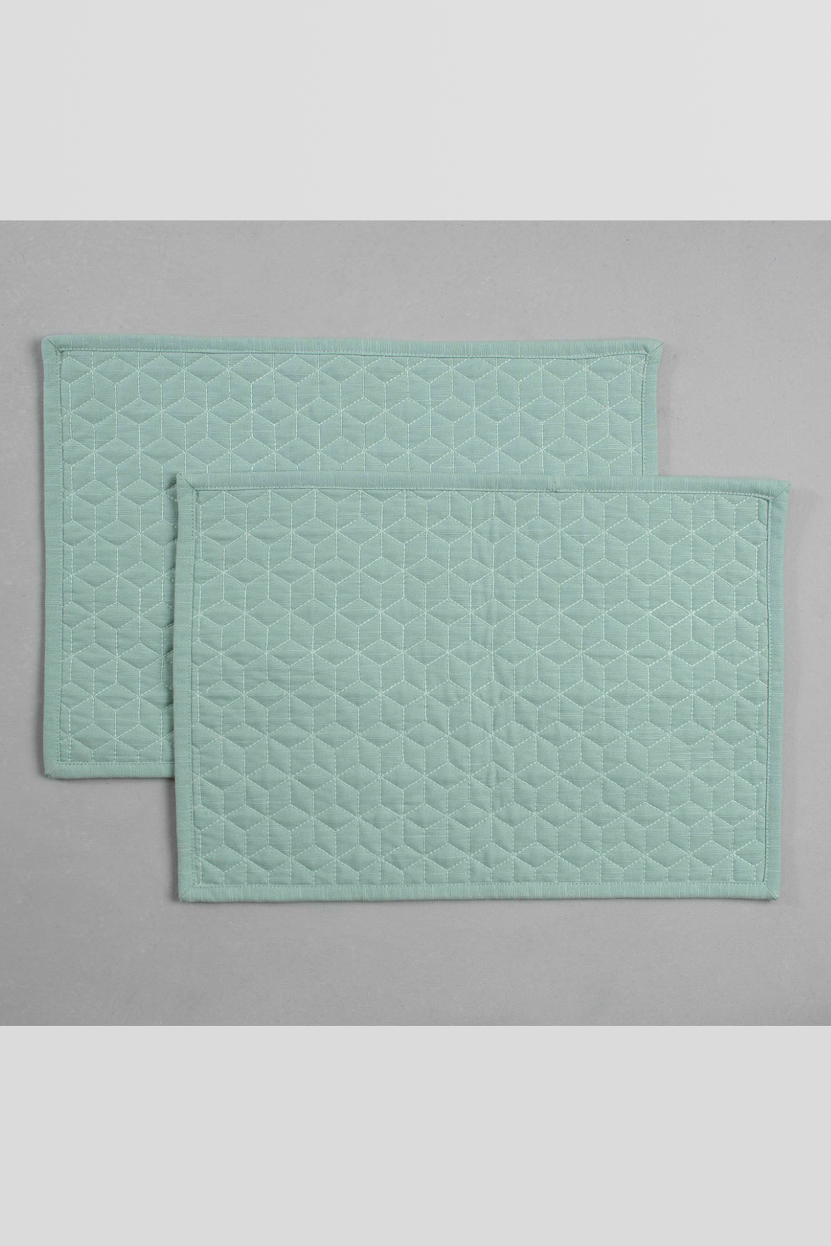 Quilted Solid Cotton Placemats - Nile Blue