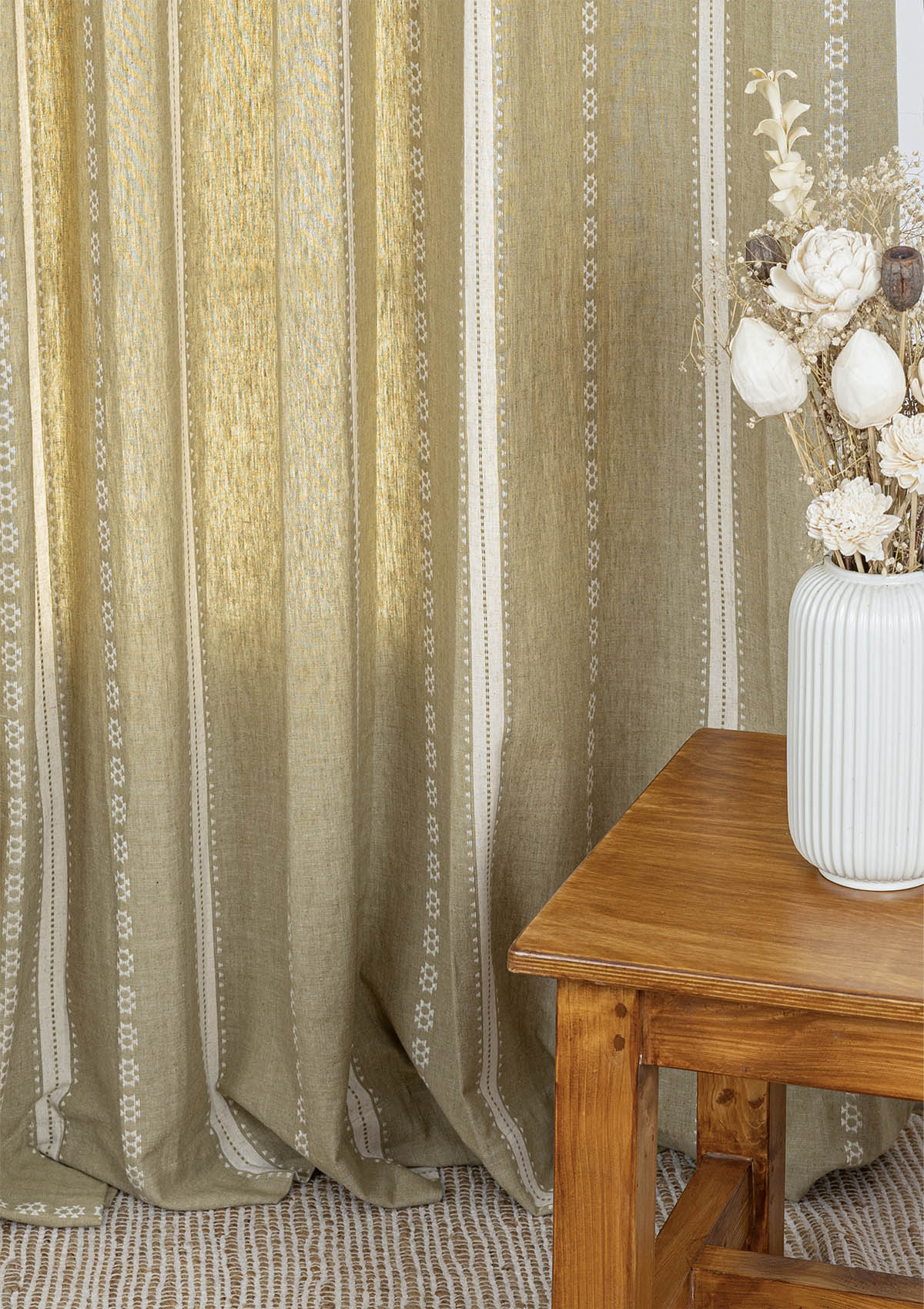 Bhumi Linen Cotton Blend Ethnic Textured Light Reduction & Vaanya Embroidered Light Filtering Sheer - 100% Cotton for Living Room & Bedroom - Pack of 4