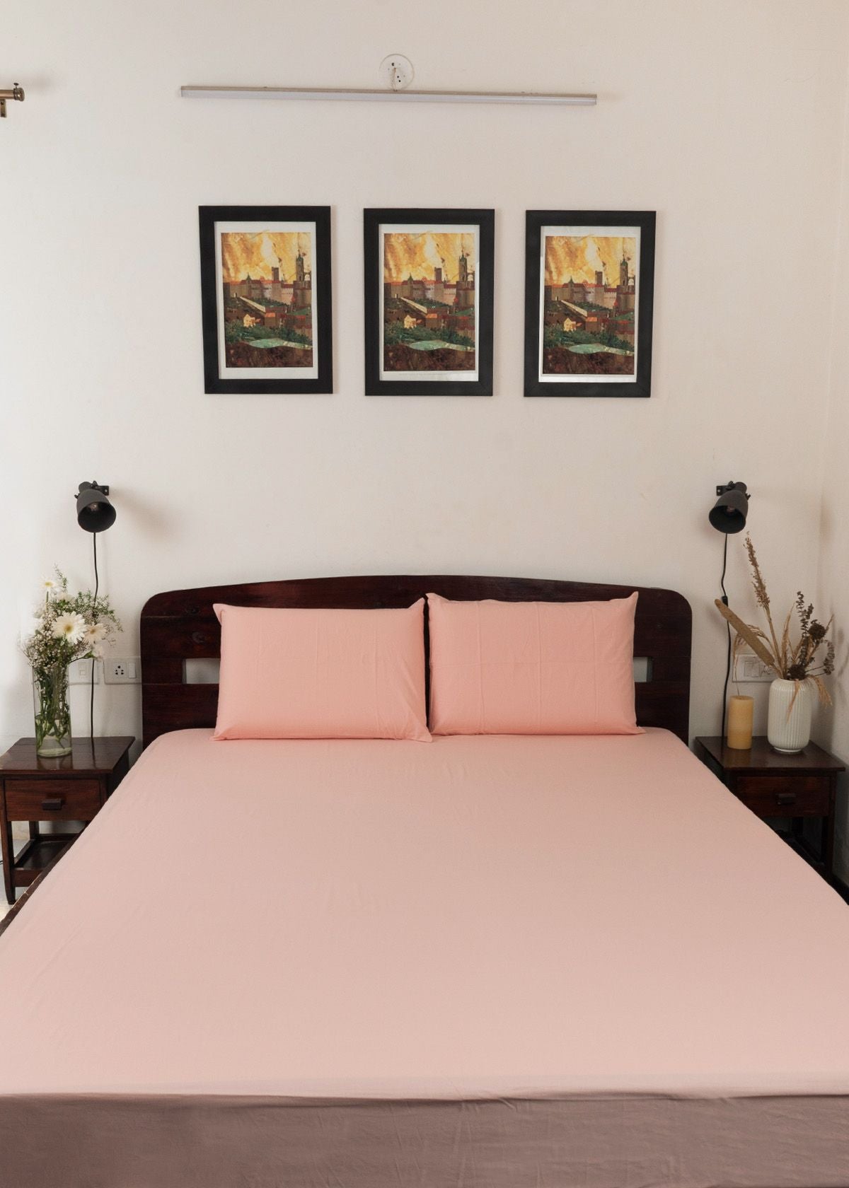 Solid Cotton Flat Sheet - Blush Pink