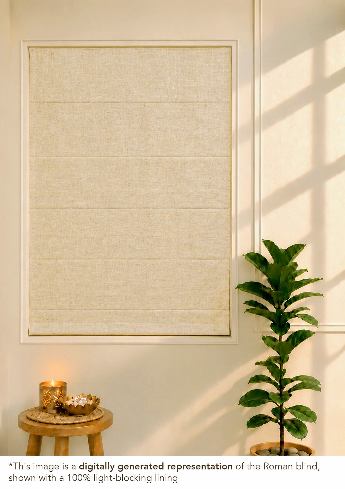 Almond Plain Beige Neutral Linen Cotton Blend Sheer Textured Blind For Livingroom / Bedroom | Light Filtering