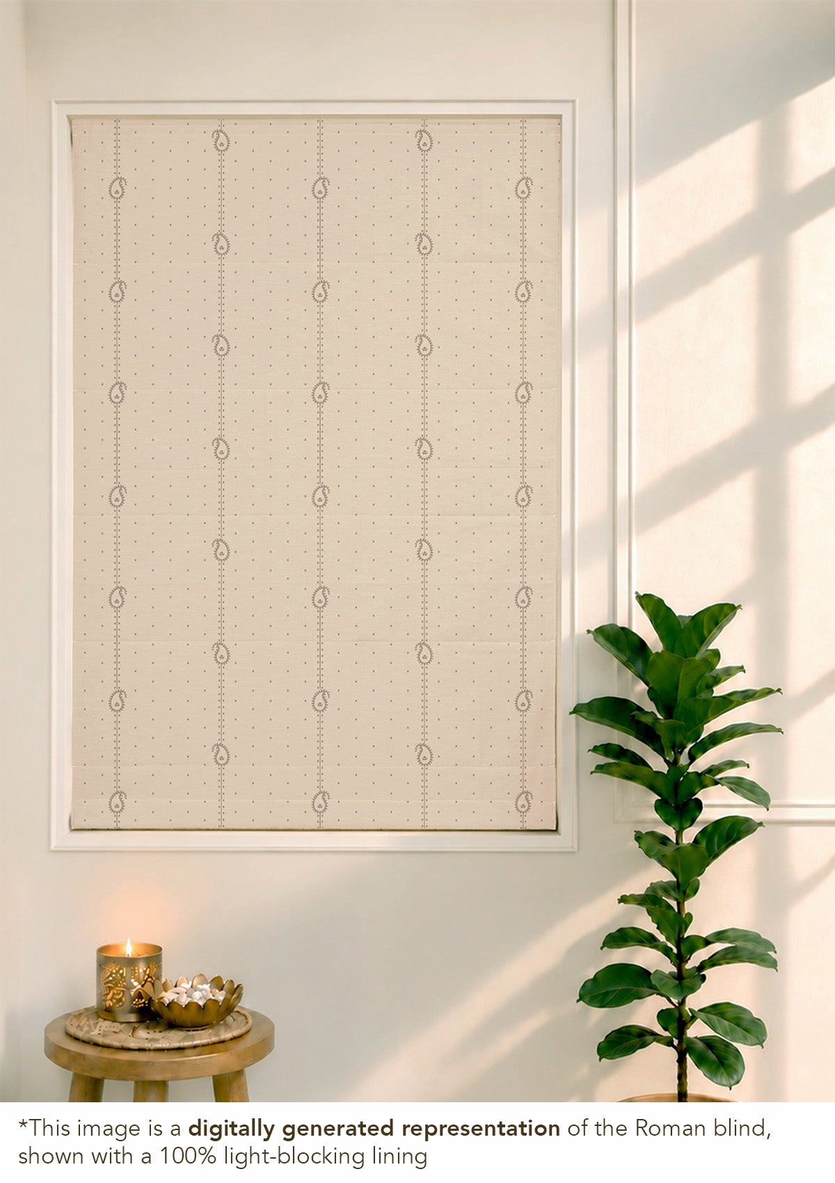Ambi Brown & Grey Ethnic 100% Cotton Sheer Printed Blind For Livingroom / Bedroom | Light Filtering