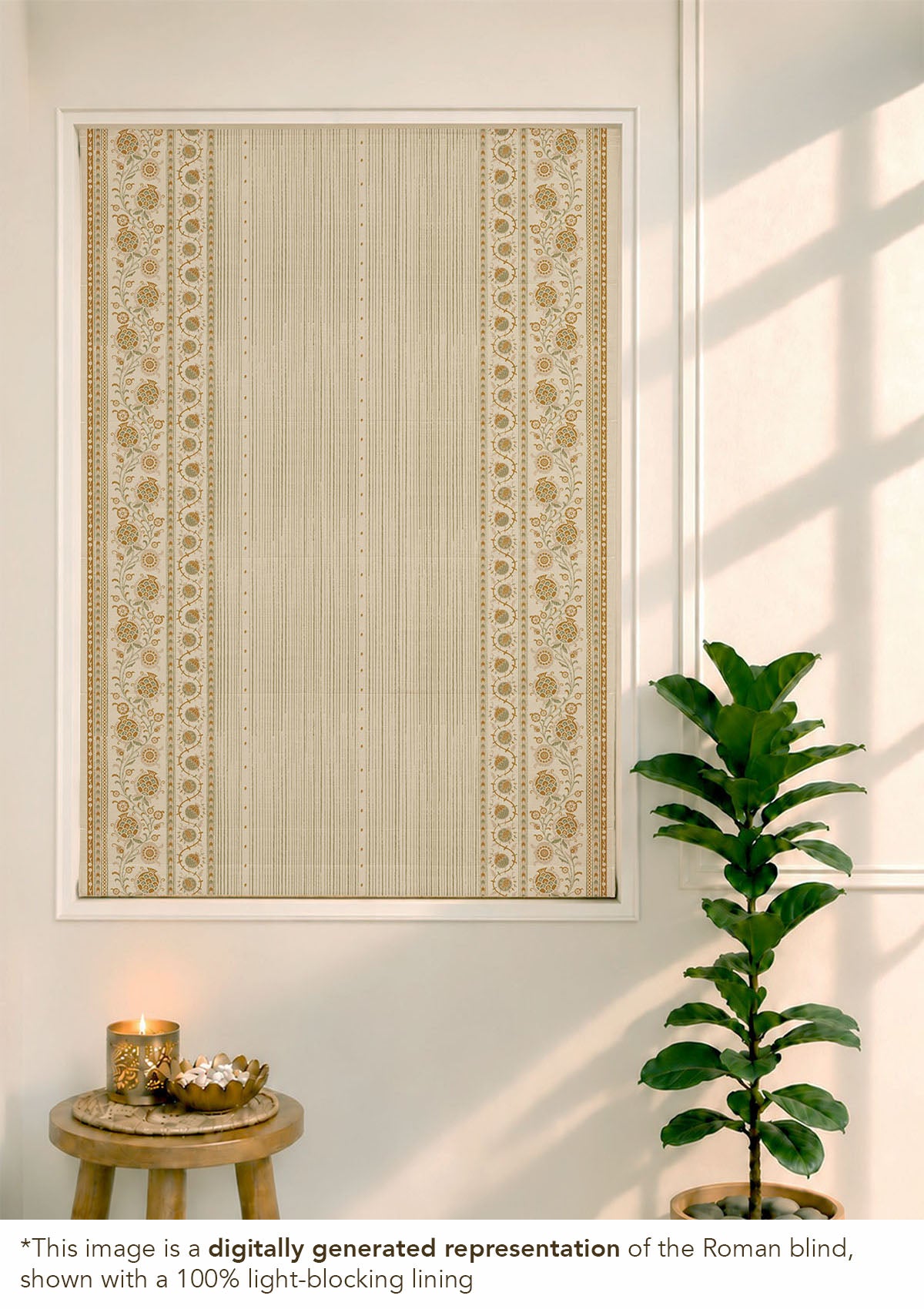 Anora Green Ethnic 100% Cotton Printed Blind For Livingroom / Bedroom | Light Reduction