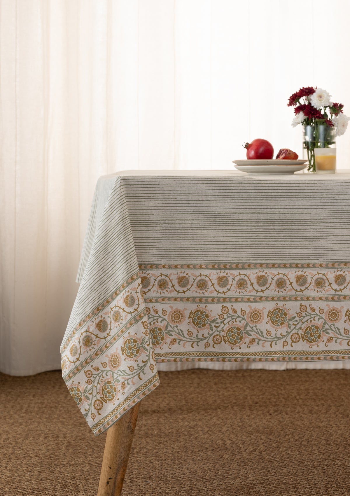 Anora Yellow 100% Cotton Printed Table Cloth