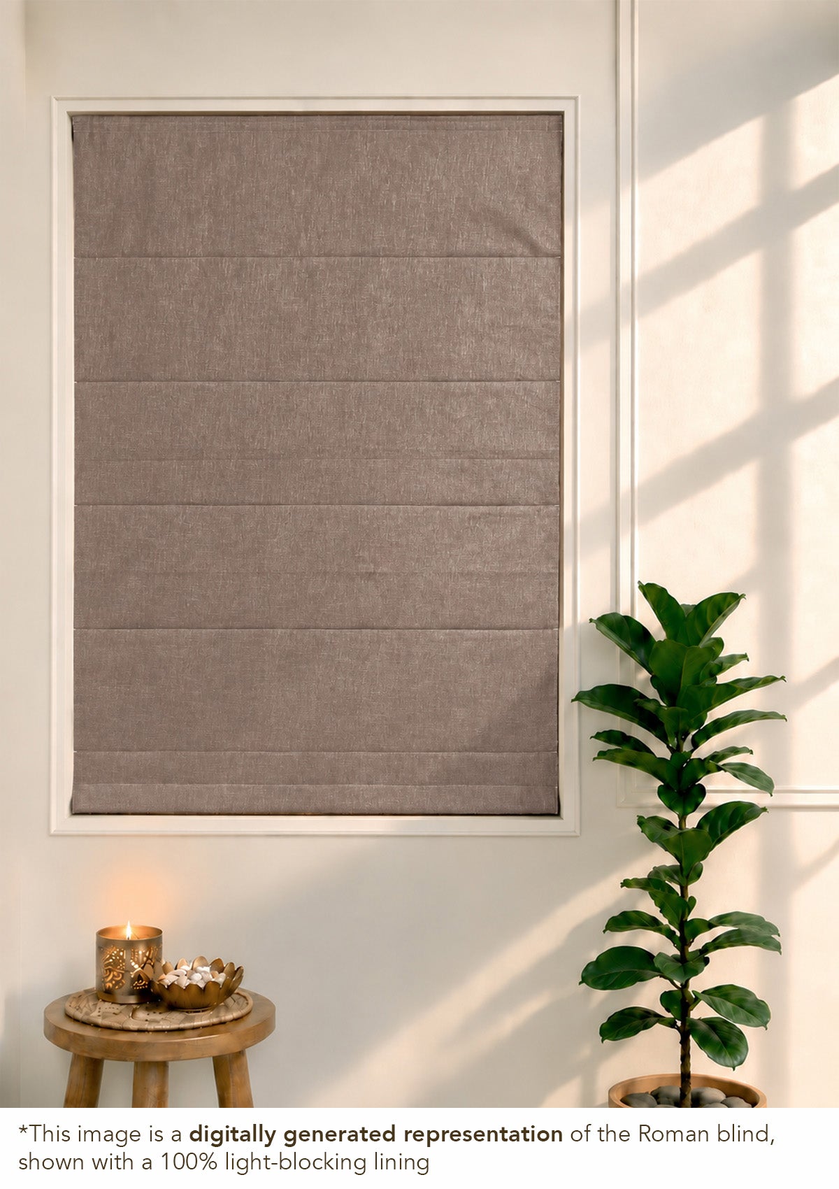 Fig Brown Solid Linen Cotton Blend Textured Blind For Livingroom / Bedroom | Room Darkening