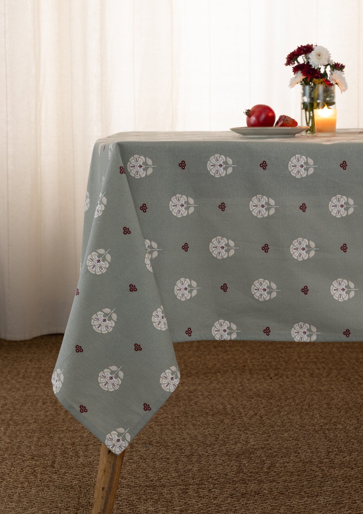 Gulnaar Green 100% Cotton Printed Table Cloth