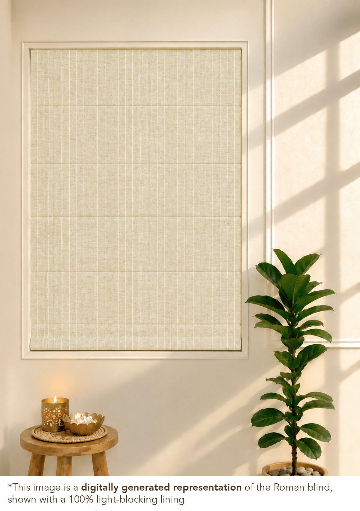 Husk Stripped Beige Neutral Linen Cotton Blend Sheer Textured Blind For Livingroom / Bedroom | Light Filtering