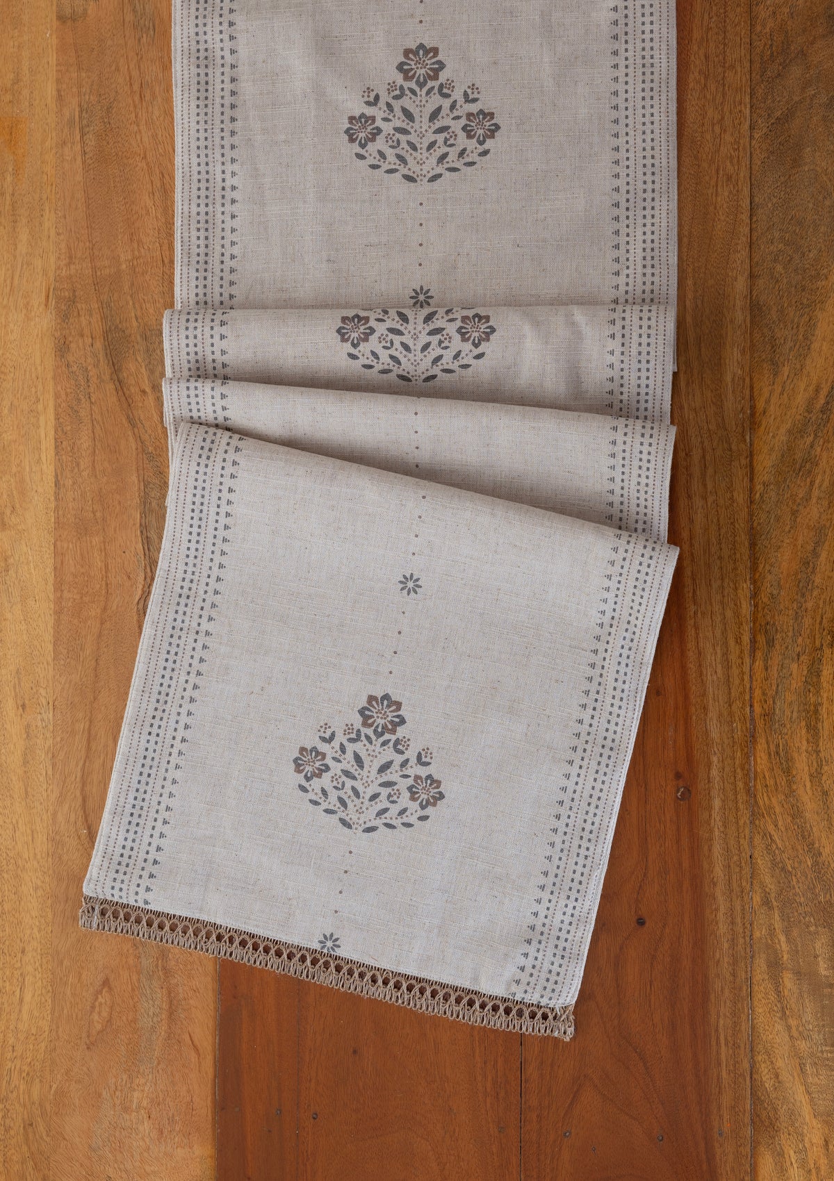 Kusum Brown 100% Cotton Printed Table Runner