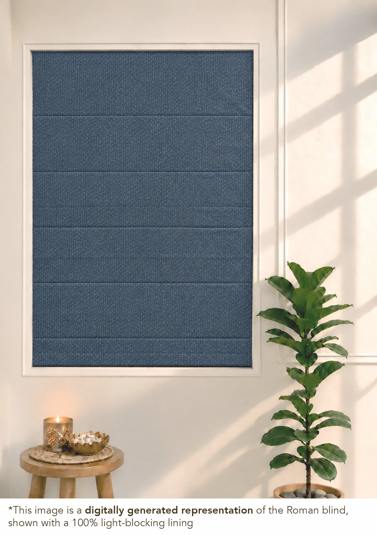 Pacific Blue 100% Cotton Textured Blind For Livingroom / Bedroom | Room Darkening