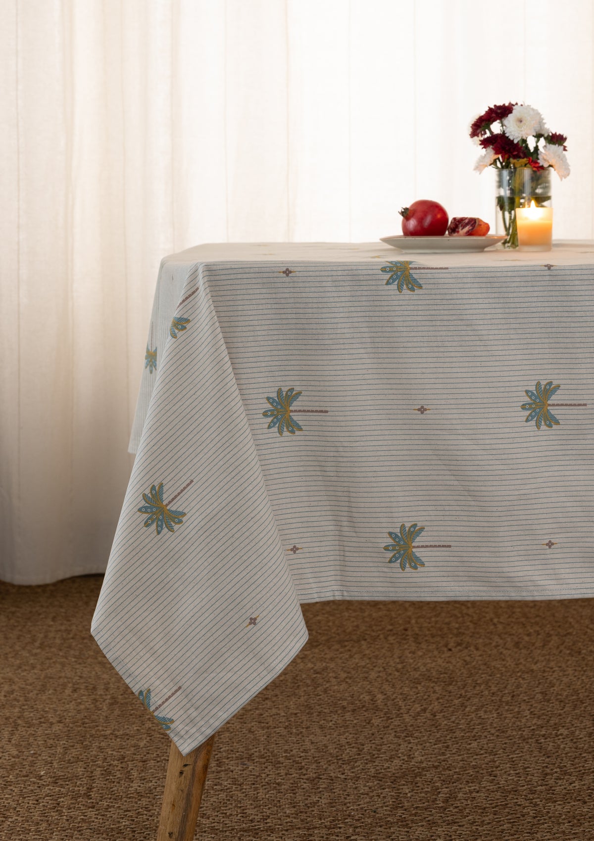 Tala Teal 100% Cotton Printed Table Cloth