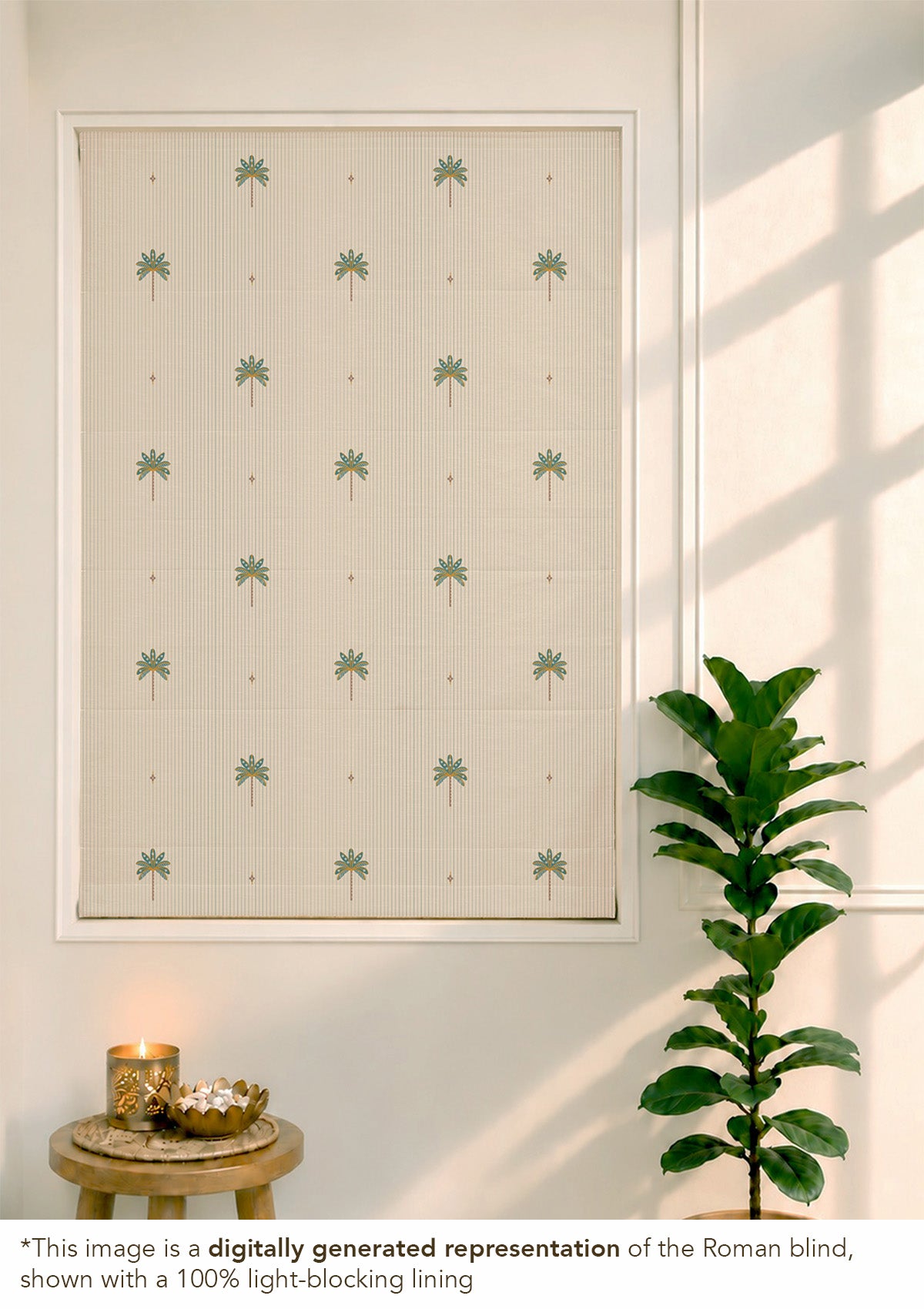 Tala Teal Floral 100% Cotton Printed Blind For Livingroom / Bedroom | Light Reduction
