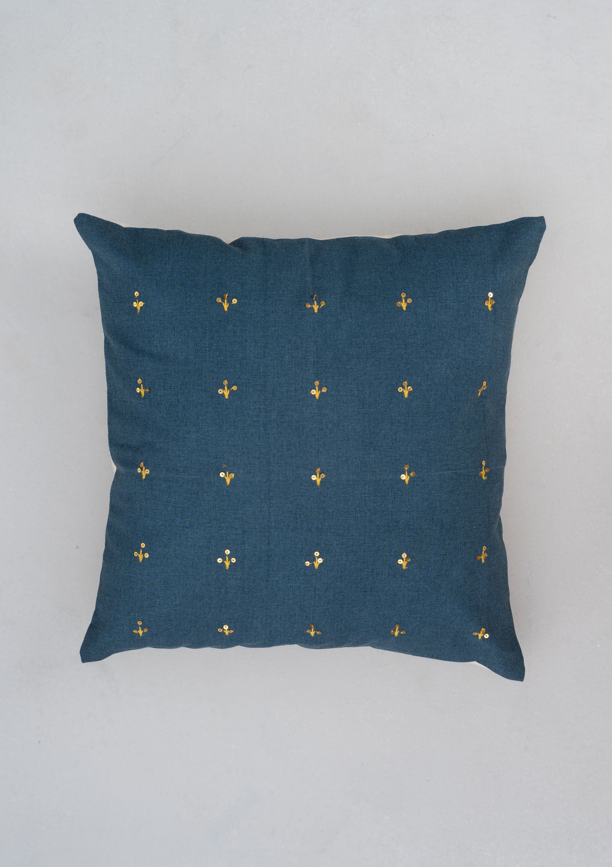 Kohinoor Sequined Cotton Cushion Cover - Night Blue
