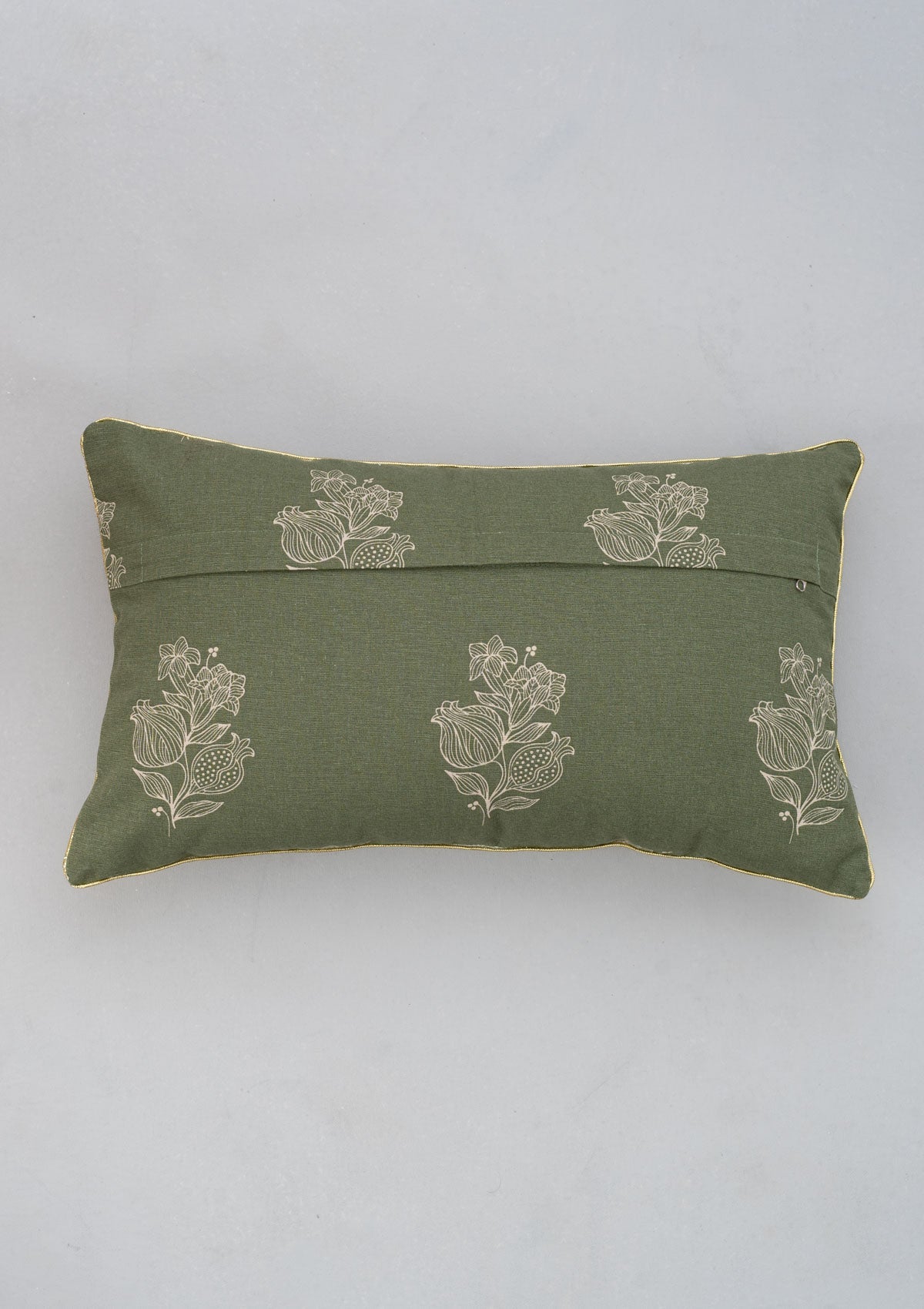 Malabar Printed Cotton Cushion Cover - Pepper Green