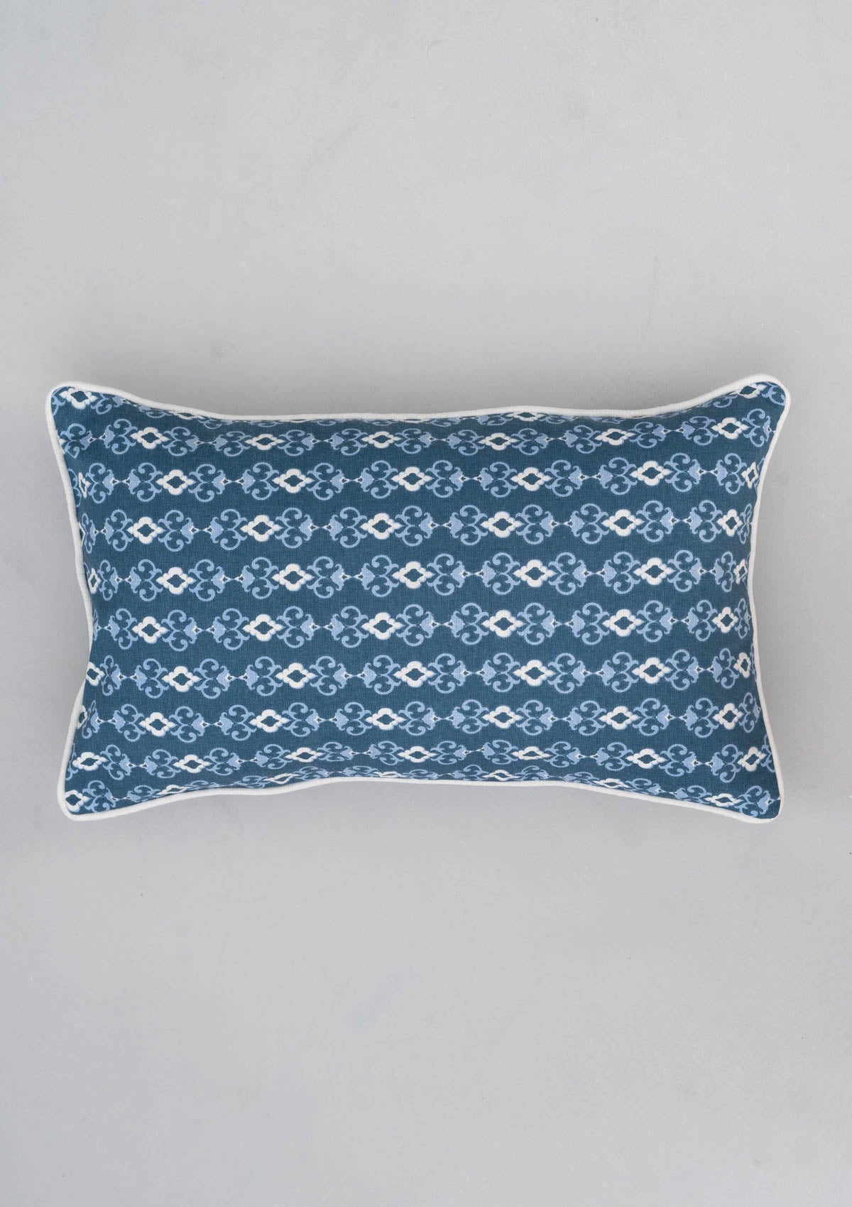 Azure Printed Cotton Cushion Cover - Night Blue