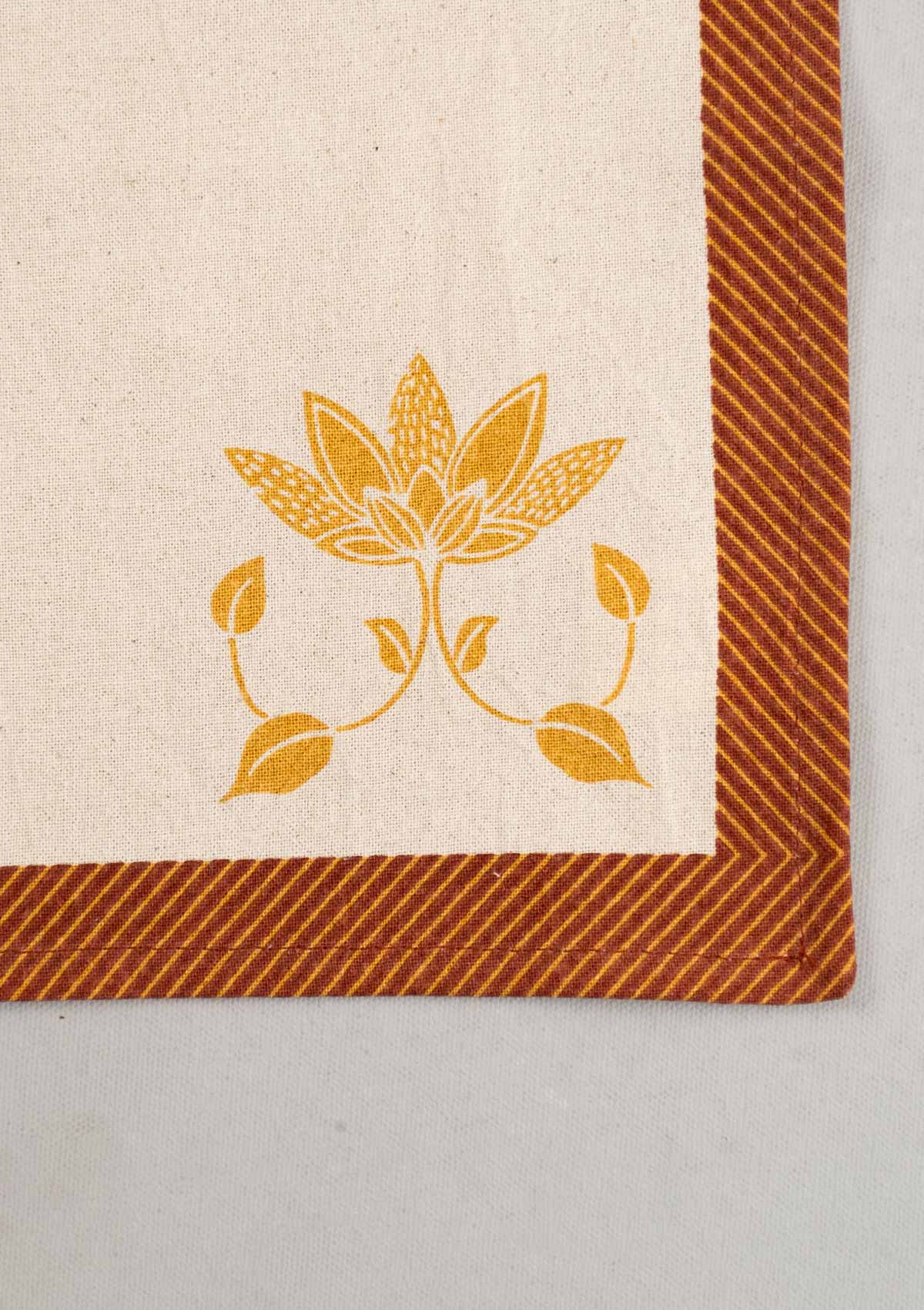 Lotus Printed Cotton Napkin - Brick Red