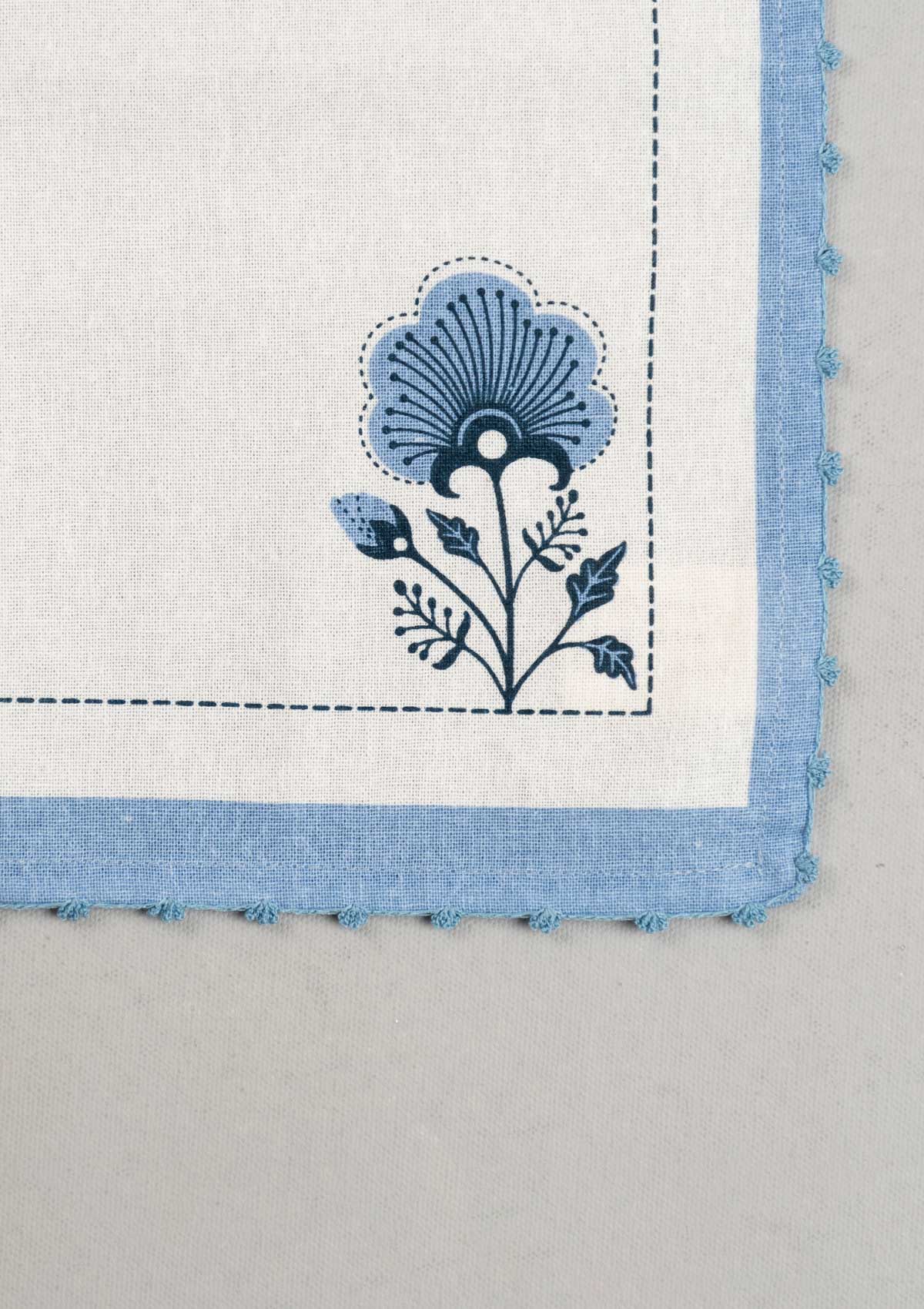 Indigo Printed Cotton Napkin - Powder Blue