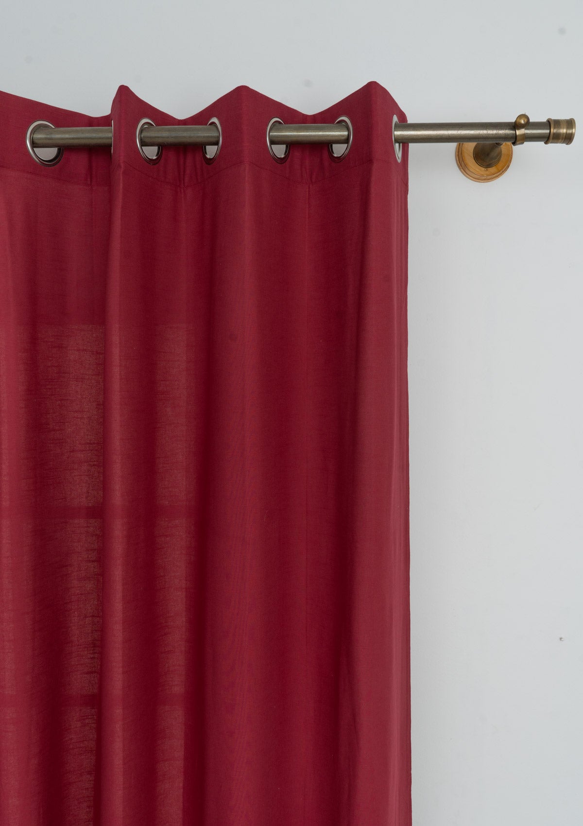 Wine Red  Cotton Curtain  - Single