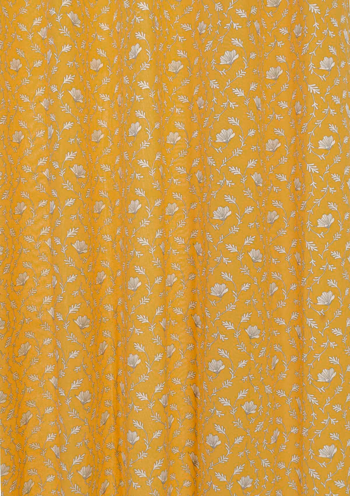 Eden mustard 100% cotton floral curtain for bed room - Room darkening - Single - Pack of 1