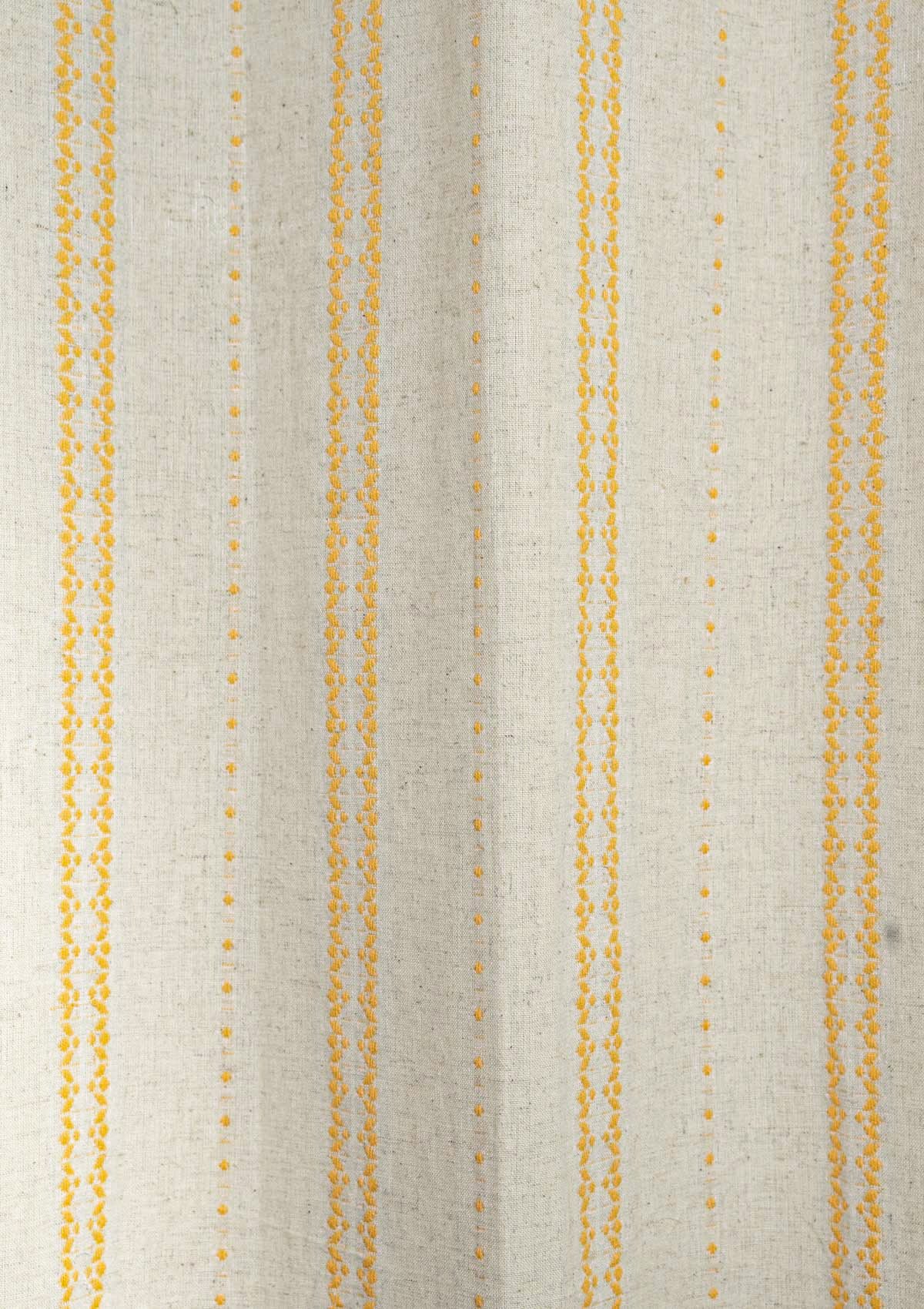 Aster linen minimal design curtain for living room - Room darkening - Mustard - Pack of 1