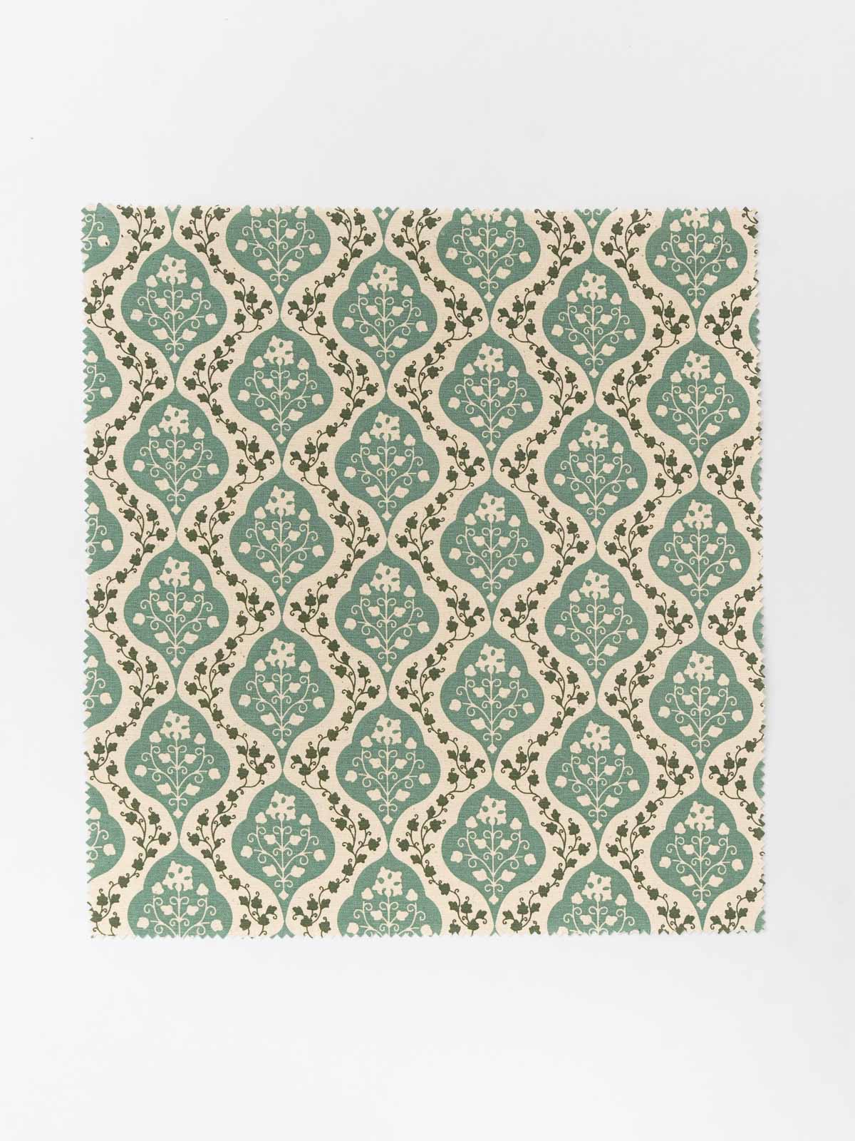 Mulbagal Geometric - Floral printed 100% Cotton Fabric for Living Room and Bedroom - Room Darkening - Sage Green