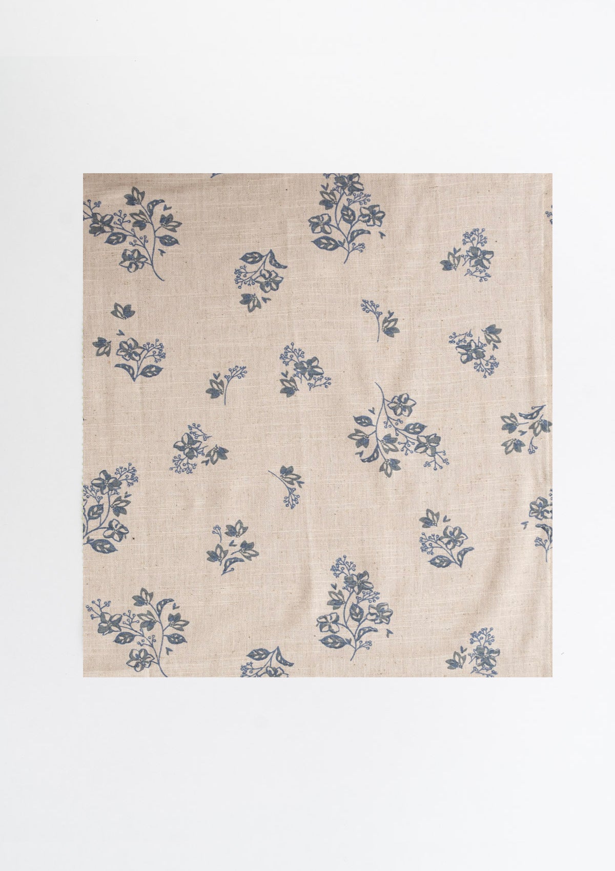 Whisper floral Linen blend cotton Fabric for living room - Room darkening - Blue