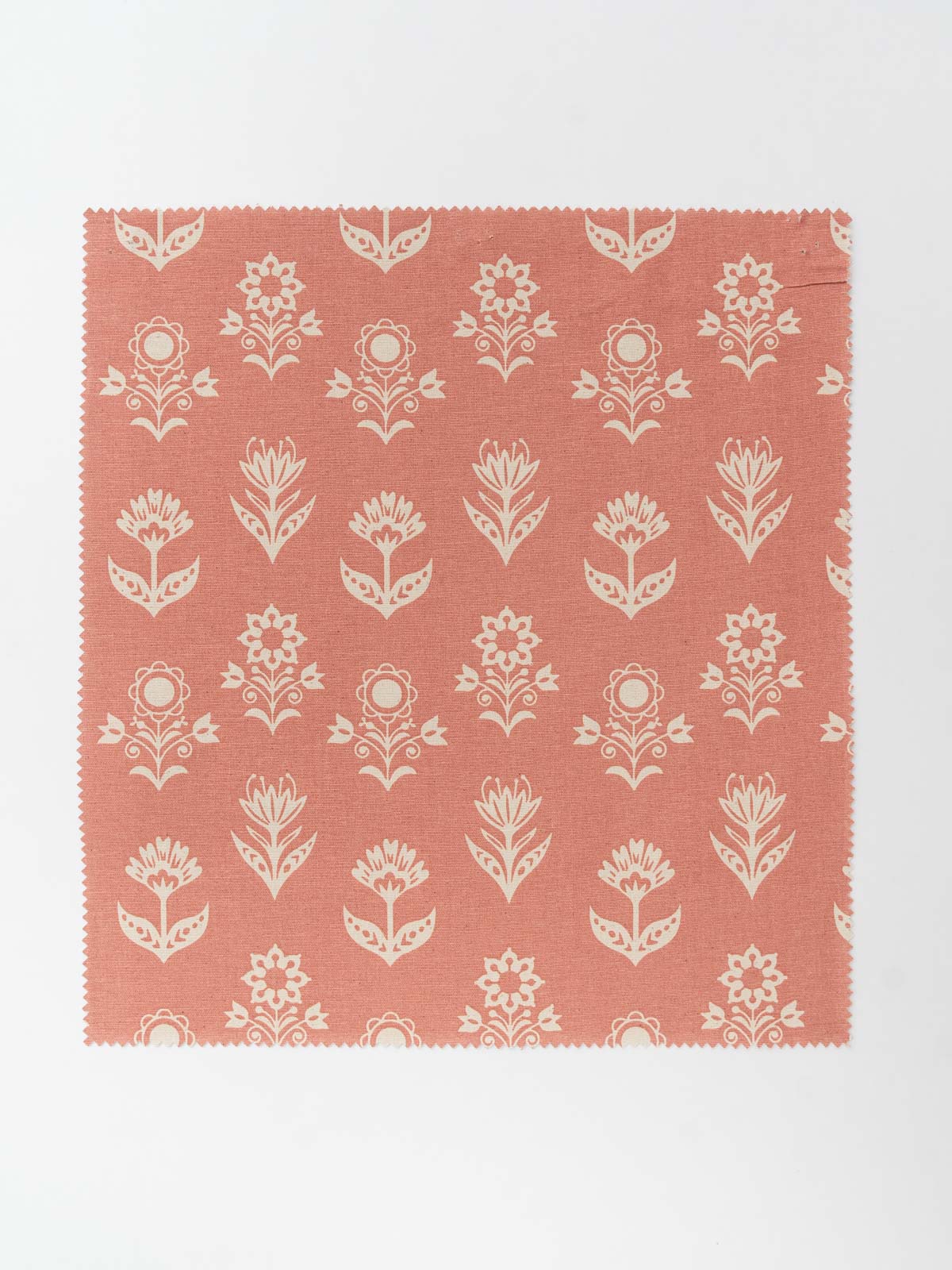 Dahlia printed cotton Fabric - Rust